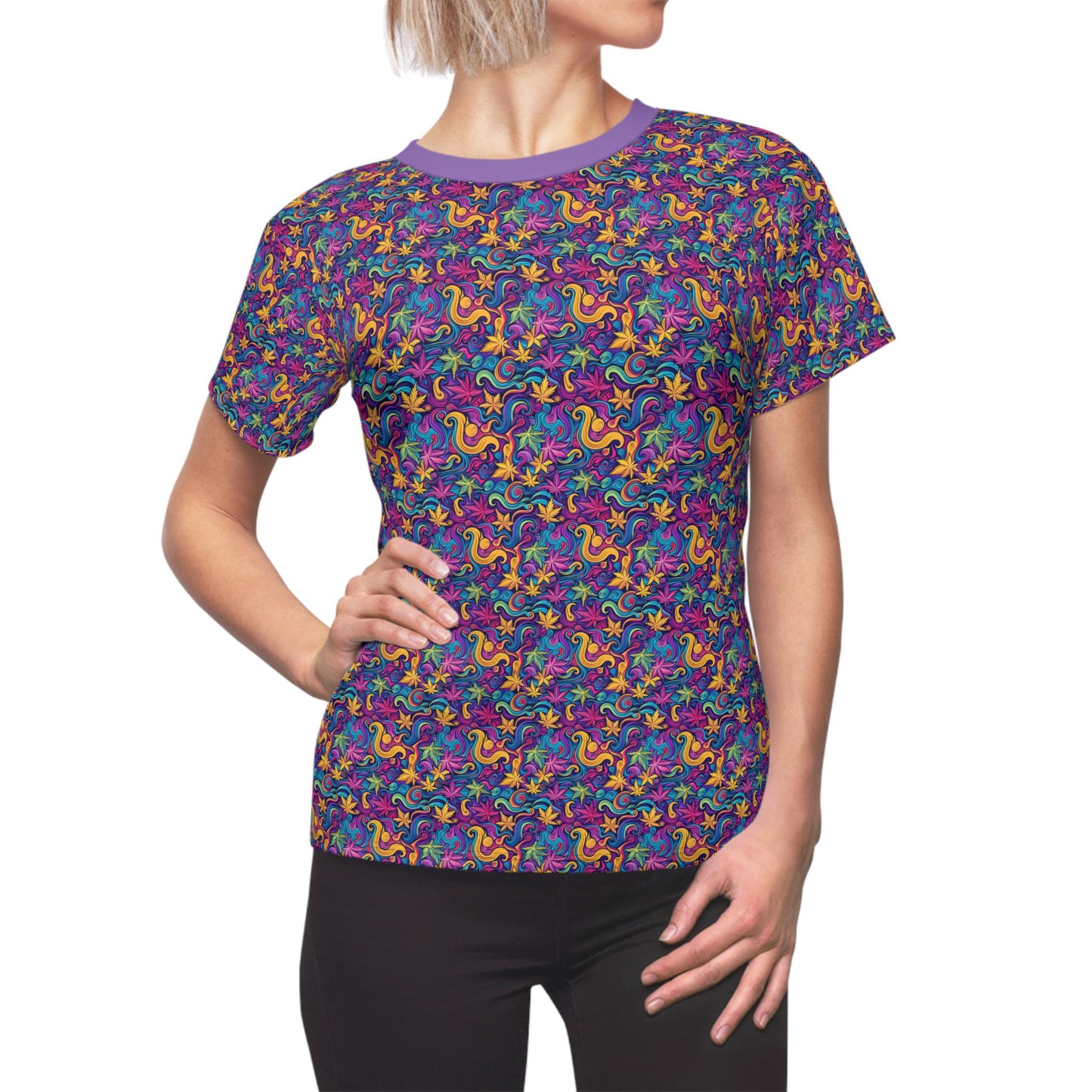 Vibrant Floral Women's Tee - Colorful Patterned Top for Casual Outings, Summer Fashion, Gift for Her, Comfortable Wear, Unique Style