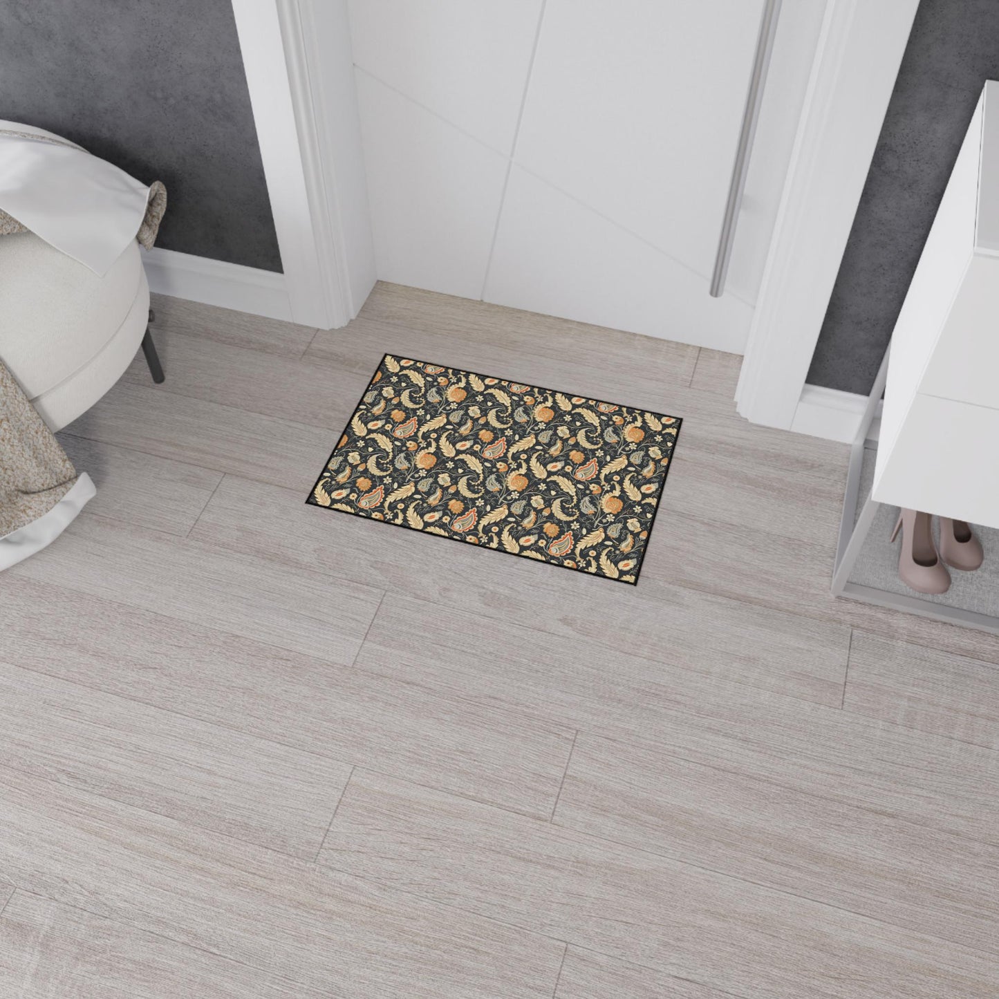 Stylish Heavy Duty Floor Mat with Floral Design - Perfect for Entryway, Kitchen, or Office, Non-Slip, Decorative, Durable