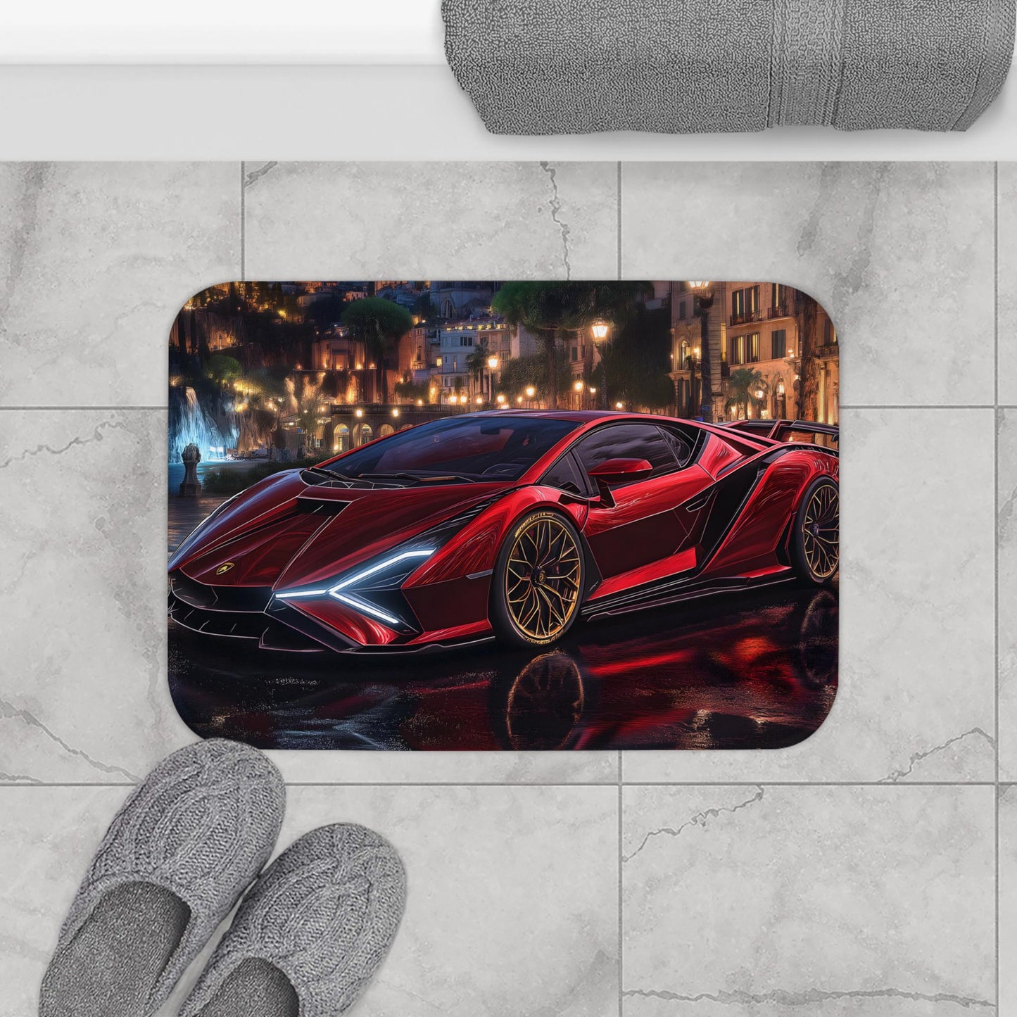 Luxury Sports Car Bath Mat - Perfect for Car Enthusiasts, Modern Bathroom Decor, Housewarming Gift, Automotive Lover's Gift, Stylish Bath