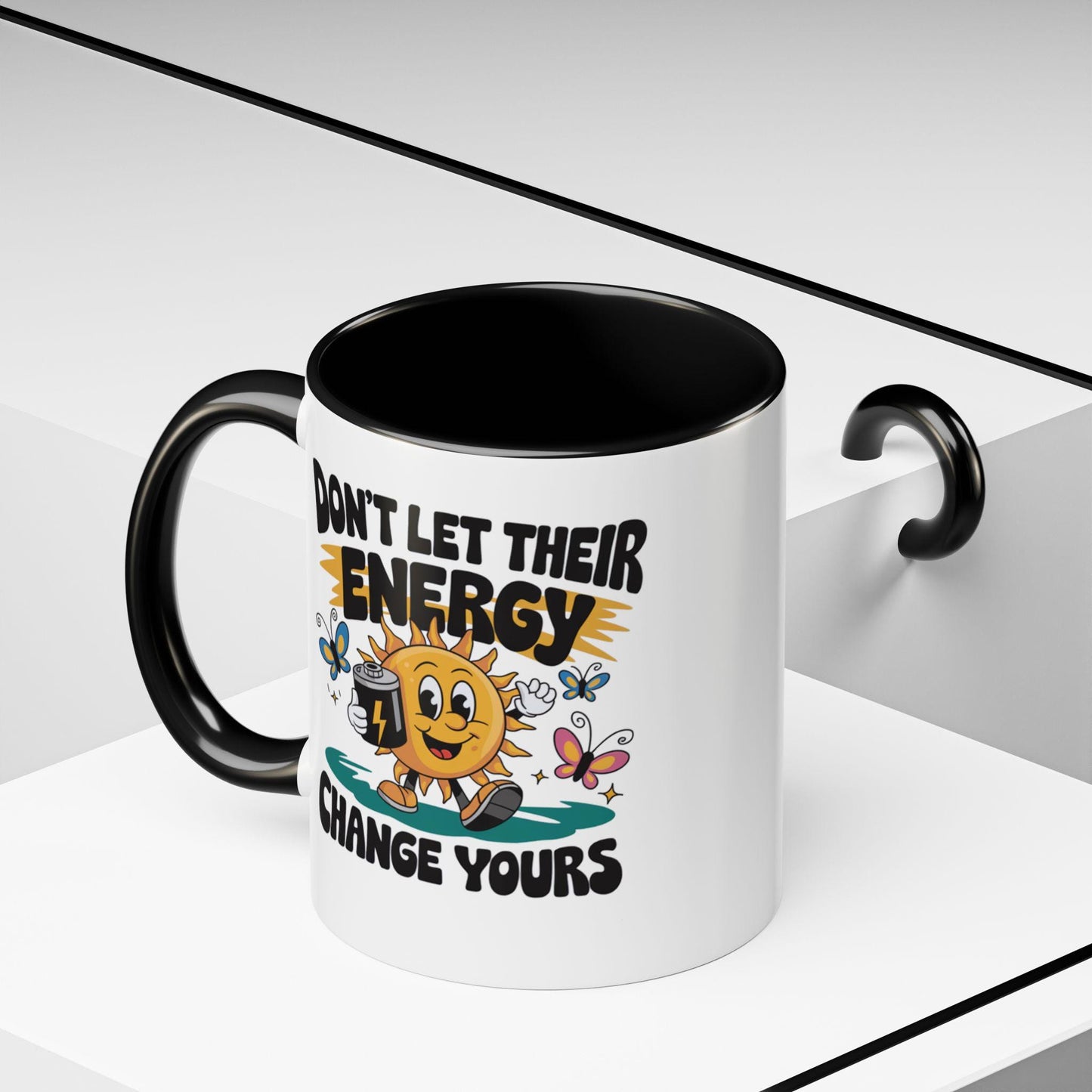 Playful Accent Coffee Mug - Don't Let Their Energy Change Yours, Motivational Gift, Cute Coffee Cup, Fun Mug for Tea Lovers, Unique Kitchen