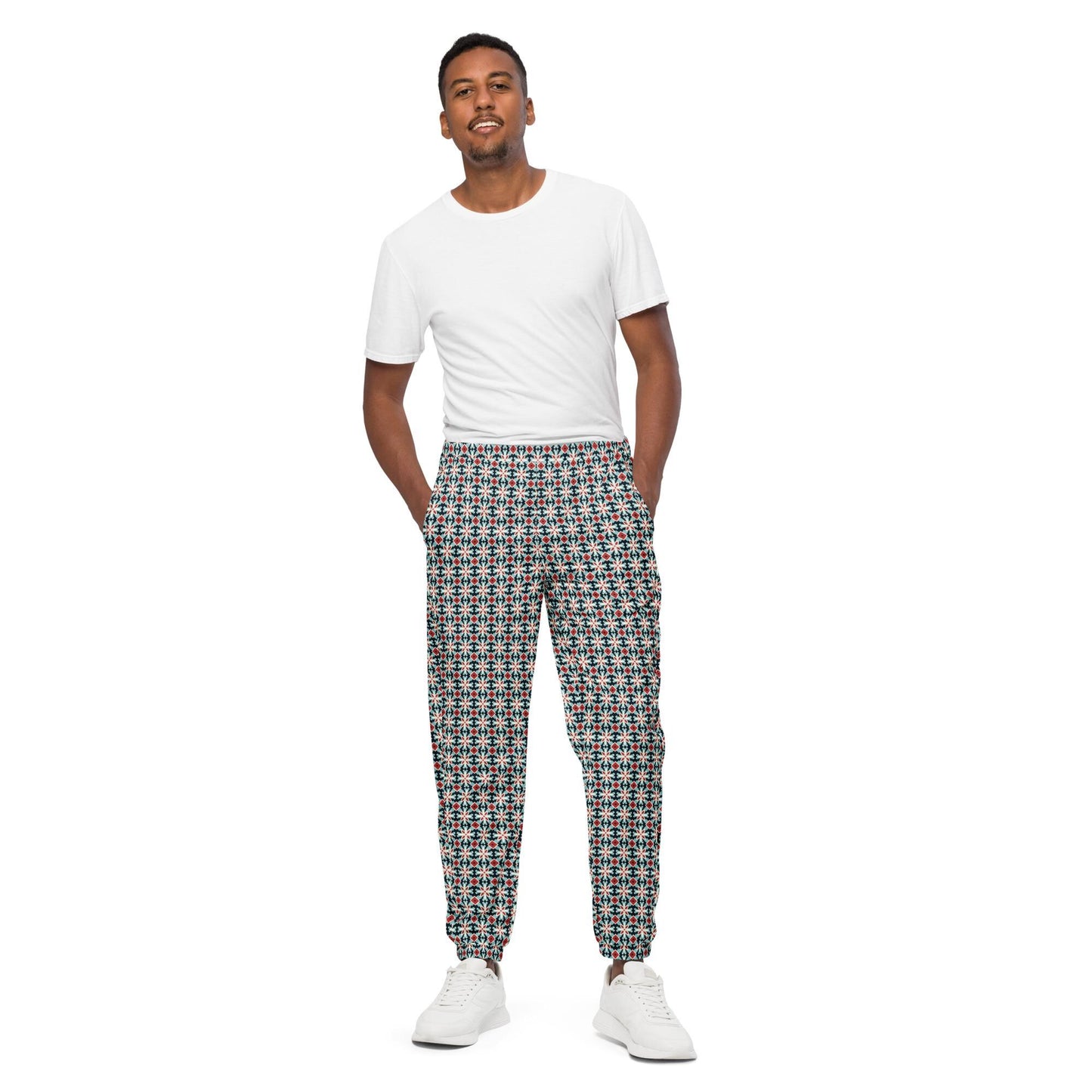 Men's Stylish Geometric Print Track Pants - Trendy All-Over Pattern, Comfortable Fashionable Athletic Wear for Casual & Active Days