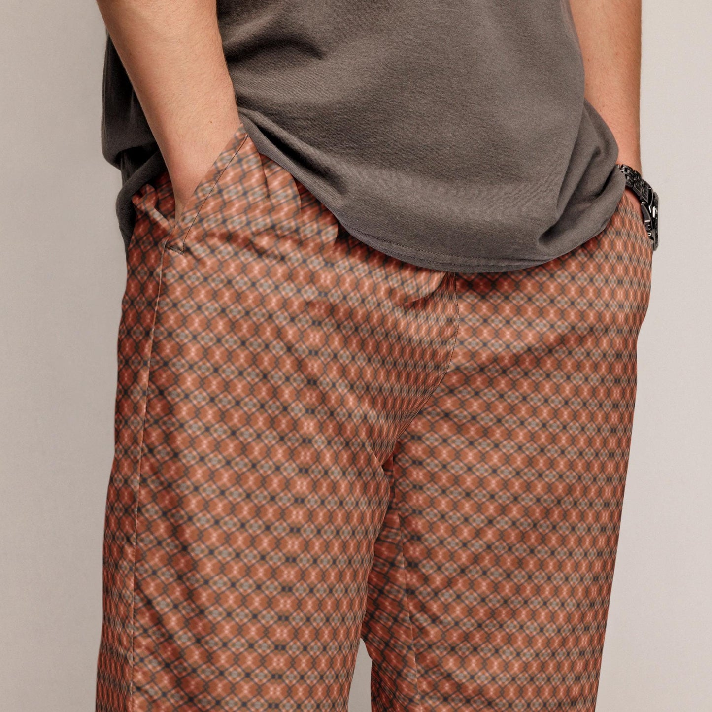 Men's Geometric Runway Design Track Pants | Stylish Casual Modern Joggers | Trendy Athletic Wear | Comfortable & Fashionable