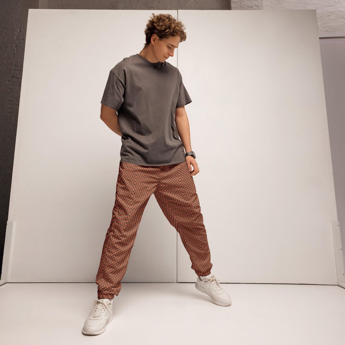 Men's Geometric Runway Design Track Pants | Stylish Casual Modern Joggers | Trendy Athletic Wear | Comfortable & Fashionable