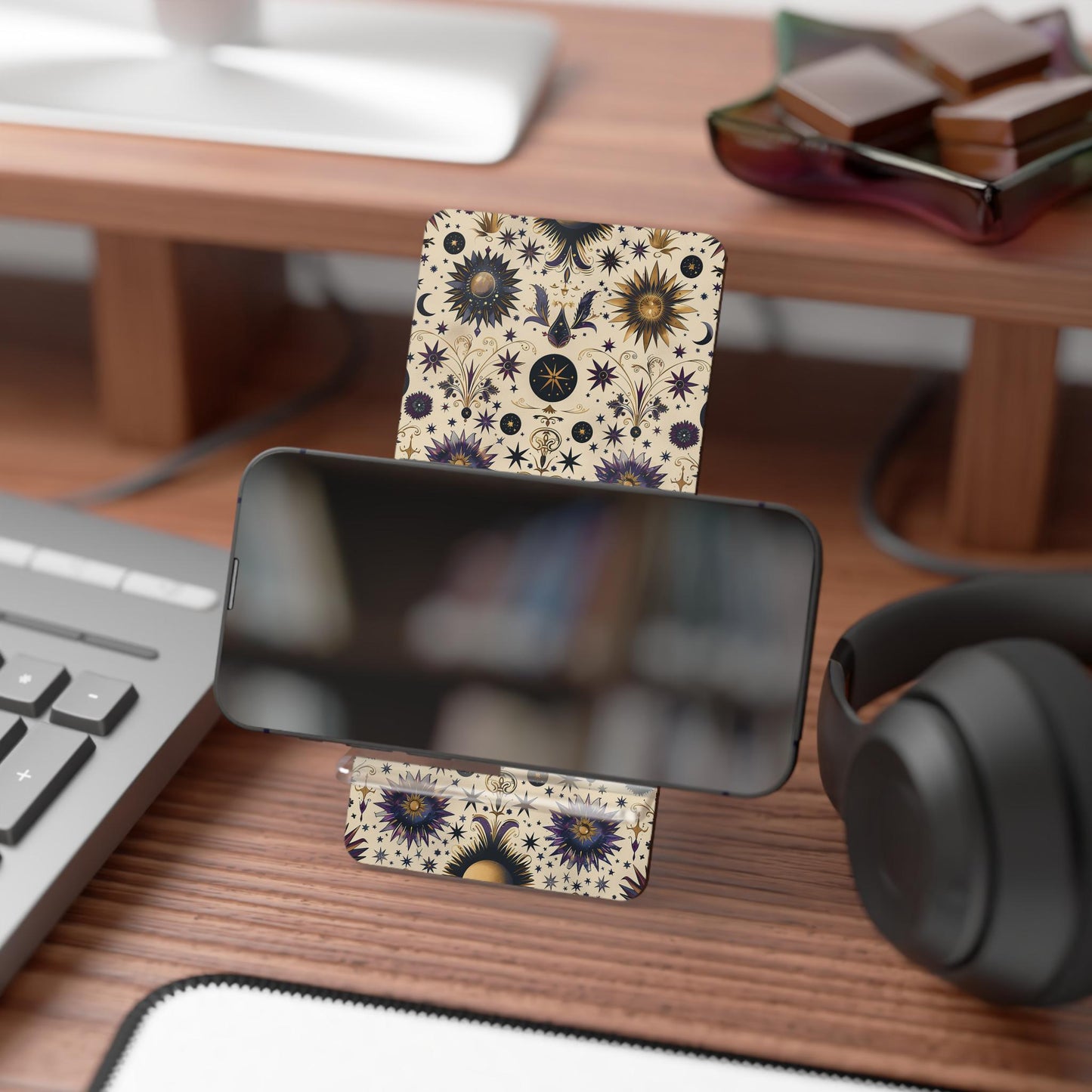 Elegant Smartphone Display Stand, Floral Phone Holder, Cute Desk Organizer, Gift for Her, Office Decor, Aesthetic Tech Stand