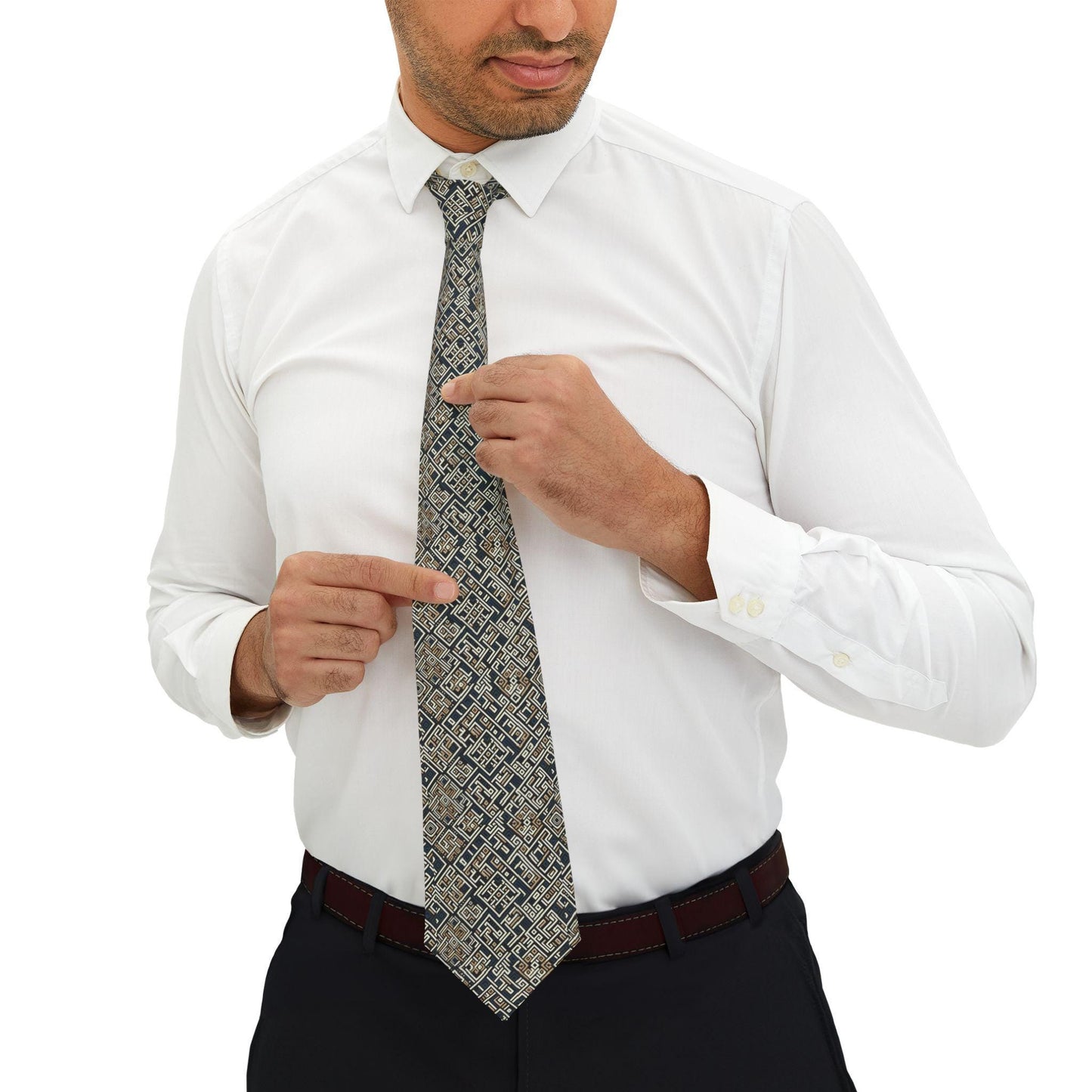 Geometric Pattern Necktie, Stylish Men's Tie, Formal Accessory, Wedding Gift, Office Wear, Birthday Gift, Unique Tie Design