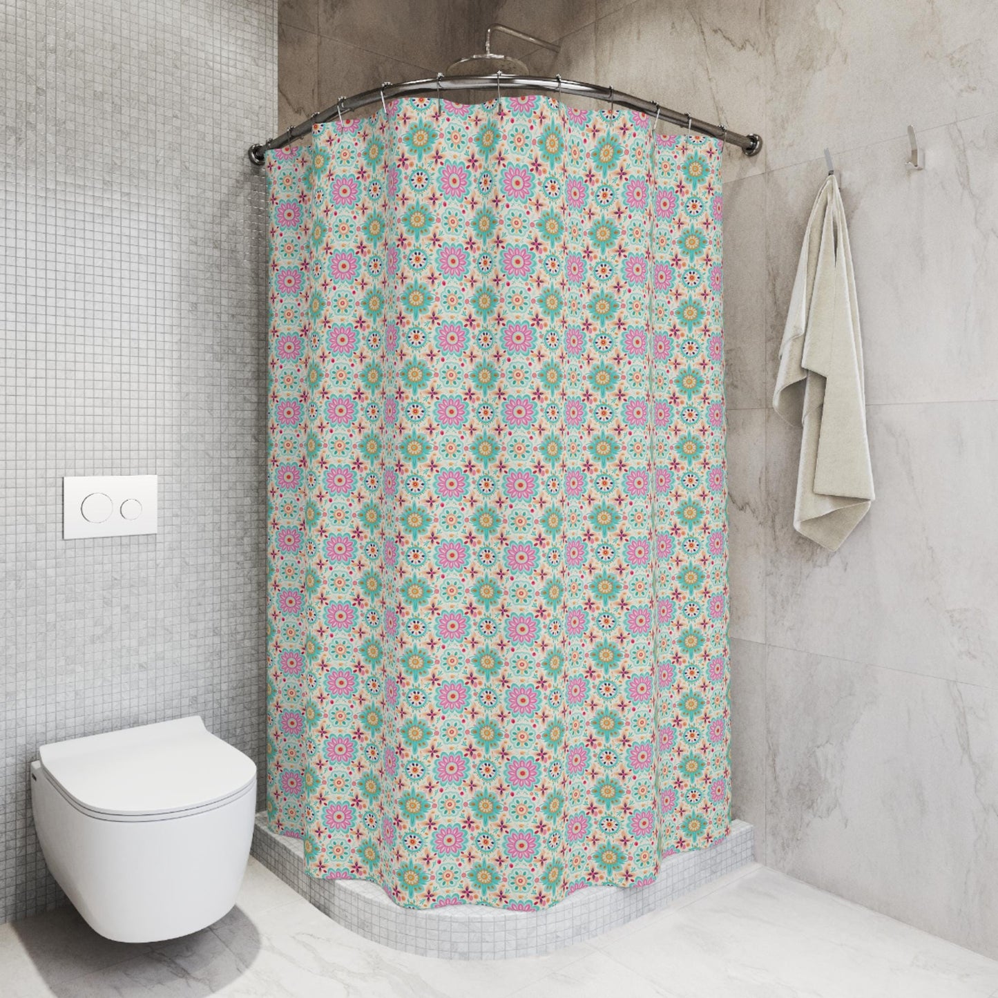 Colorful Floral Shower Curtains - Boho Chic Bathroom Decor, Vibrant Home Accessories, Gift for Housewarming, Summer Vibes, Spa Retreat