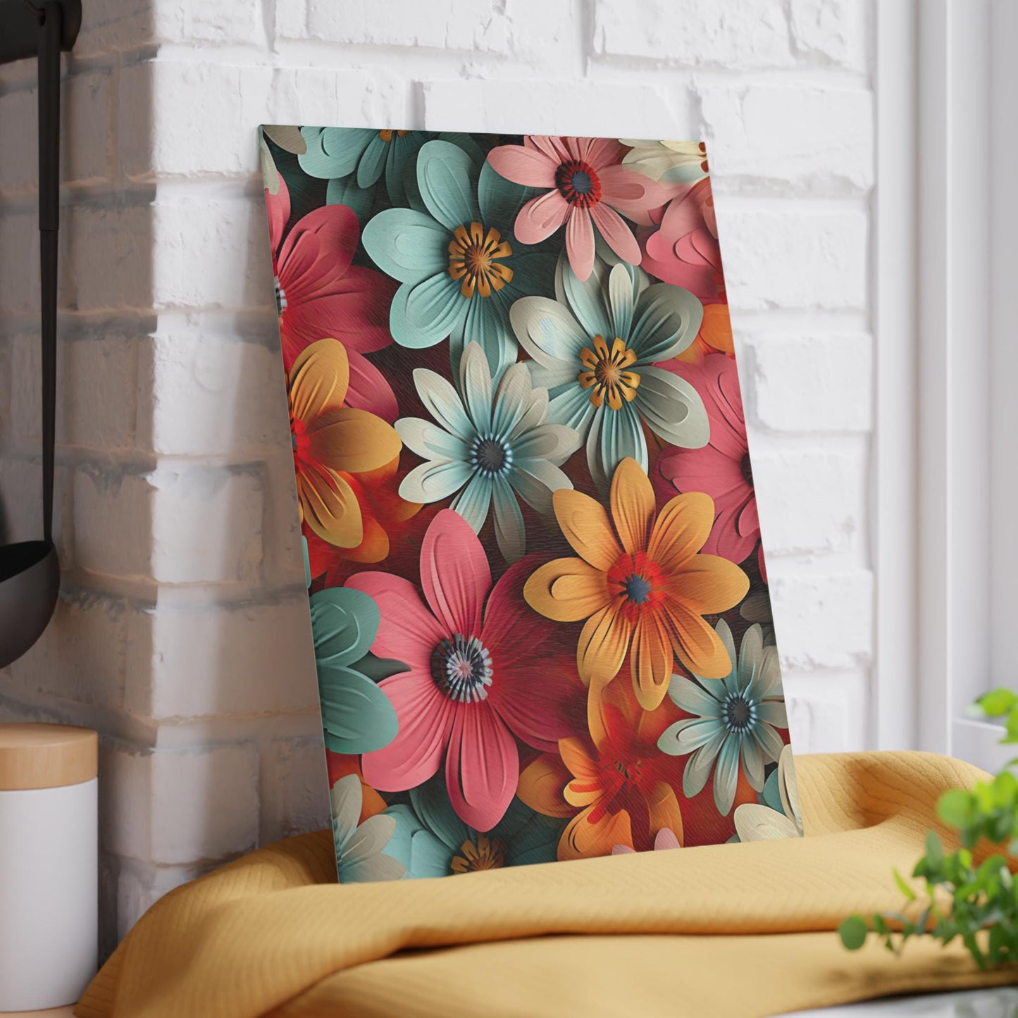 Floral Glass Cutting Board, Vibrant Kitchen Decor, Floral Gift, Home Cooking Essential, Unique Kitchen Gift, Mother's Day Gift