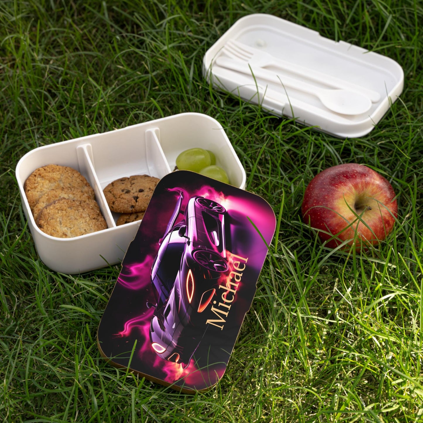 Personalized Bento Lunch Box for Kids, Stylish Car Design for School, Unique Gift, Meal Prep Container, Custom Lunch Box