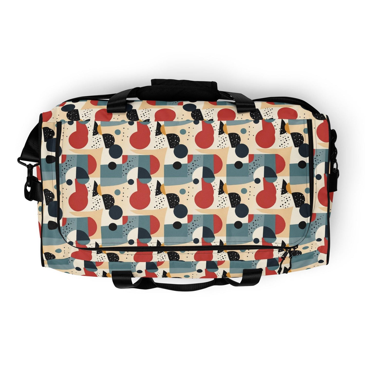 Geometric 90's Style Unisex Duffle Bag | Retro Gym, Travel Vacation Tote | Stylish, Spacious Durable Weekender Bag for Men & Women