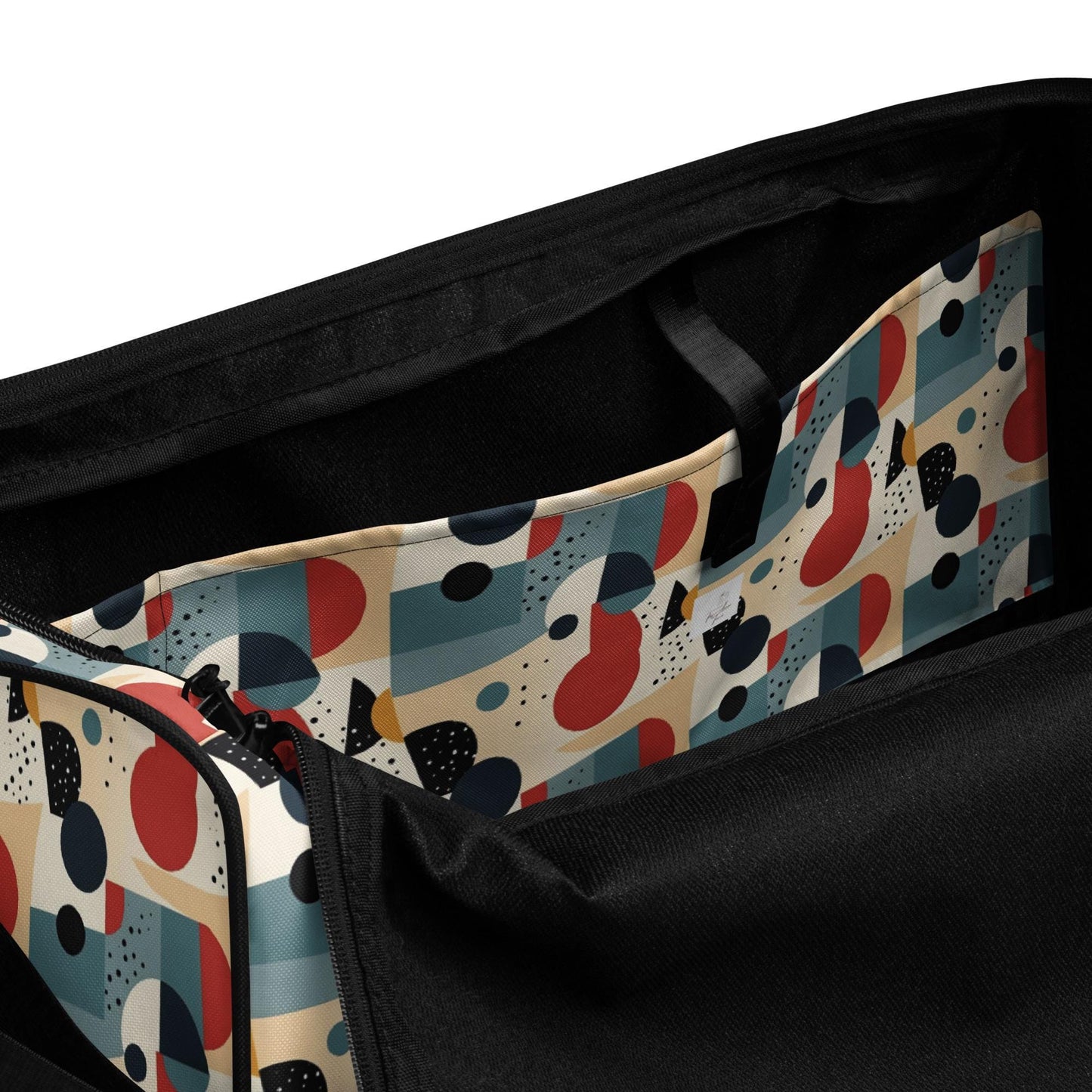 Geometric 90's Style Unisex Duffle Bag | Retro Gym, Travel Vacation Tote | Stylish, Spacious Durable Weekender Bag for Men & Women
