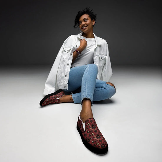 Women’s Floral Print Slip-On Canvas Shoes | Comfortable & Stylish Everyday Flats | Casual Slip-Ons with Vibrant Floral Pattern