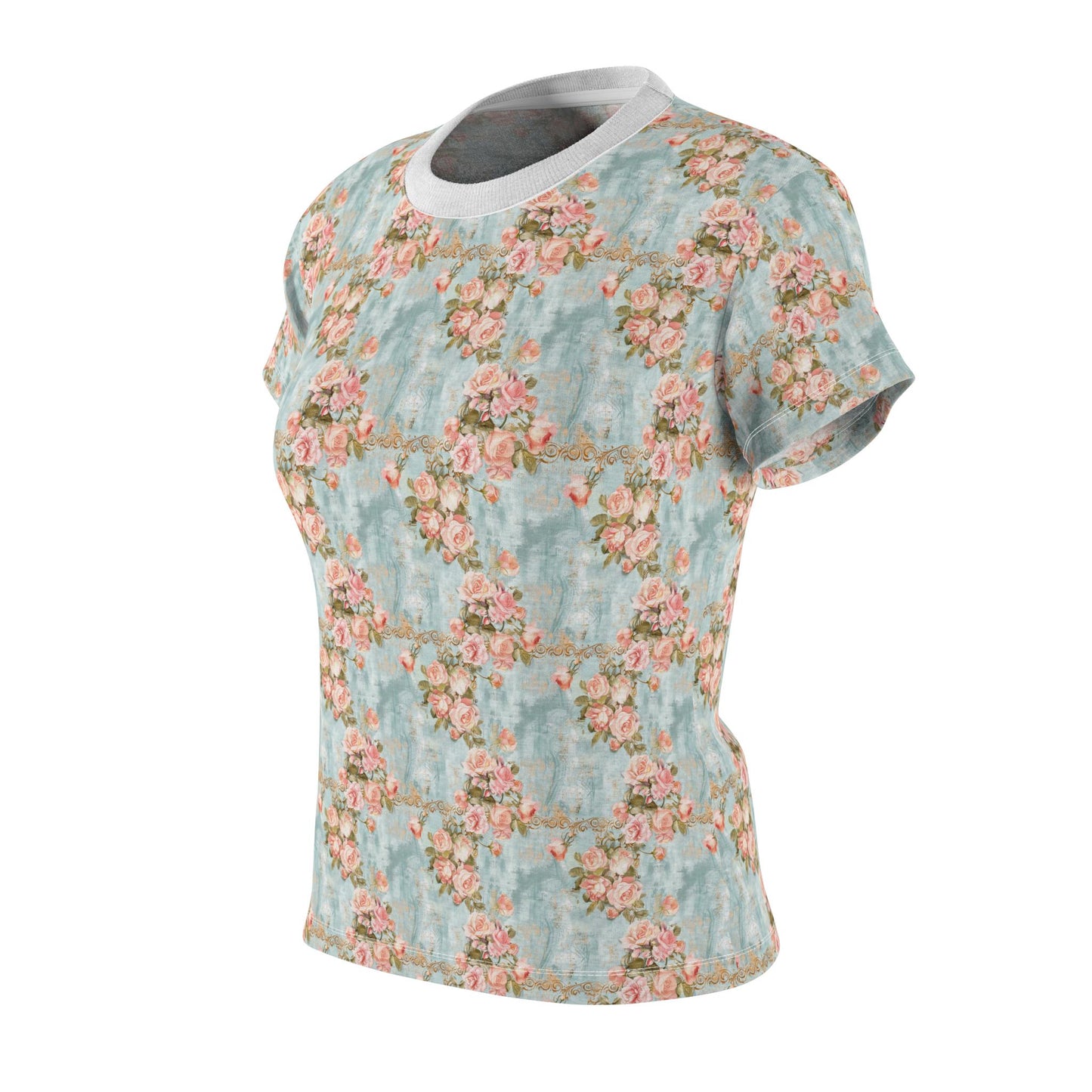 Floral Print Women's Cut & Sew Tee, Casual Summer Shirt, Vintage Style Top, Gift for Her, Perfect for Spring Fests