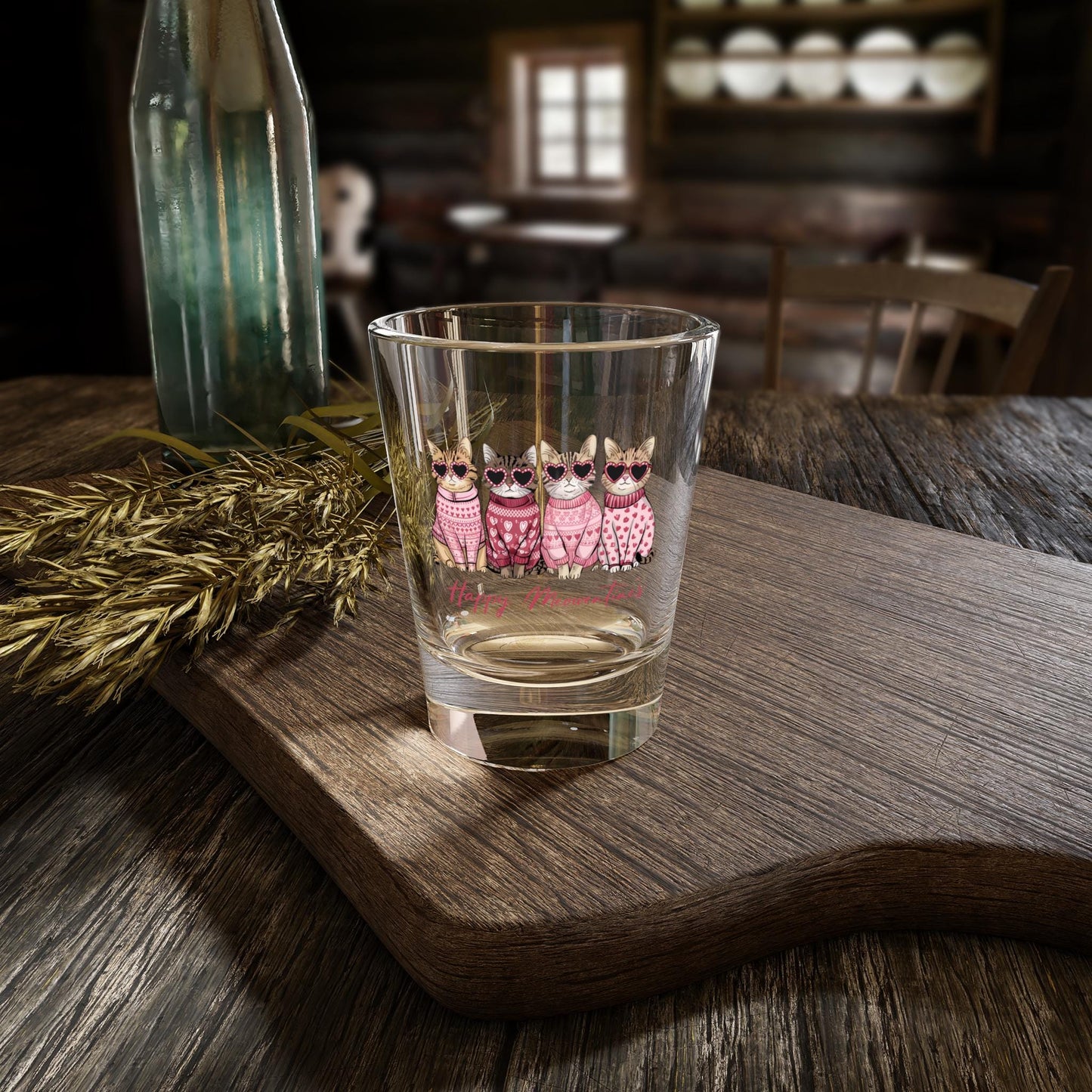 Cute Cat Happy Meowmentine's Shot Glass, Perfect Gift for Cat Lovers, Valentine's Day, Home Bar Decor, Pet Themed Drinkware