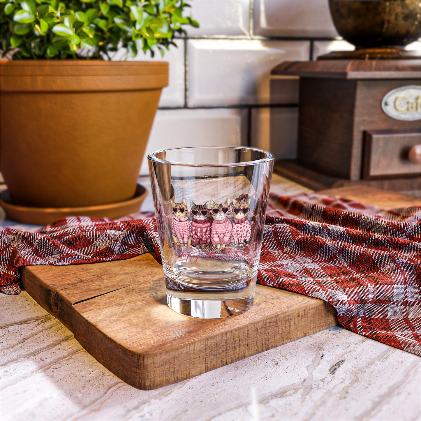 Cute Cat Happy Meowmentine's Shot Glass, Perfect Gift for Cat Lovers, Valentine's Day, Home Bar Decor, Pet Themed Drinkware