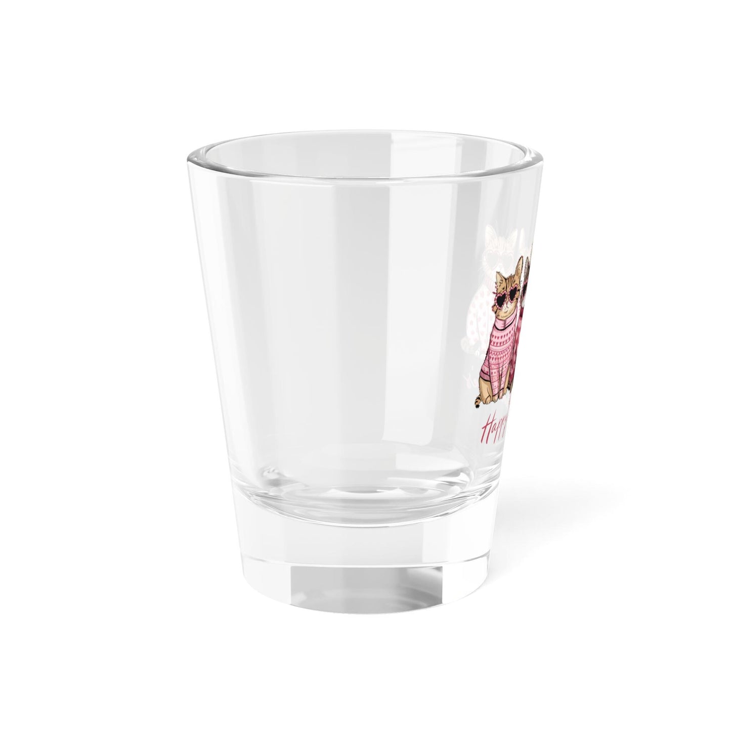 Cute Cat Happy Meowmentine's Shot Glass, Perfect Gift for Cat Lovers, Valentine's Day, Home Bar Decor, Pet Themed Drinkware