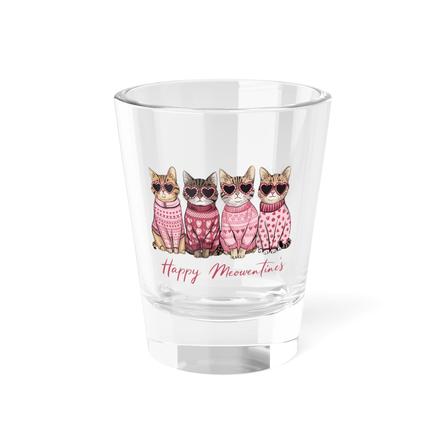 Cute Cat Happy Meowmentine's Shot Glass, Perfect Gift for Cat Lovers, Valentine's Day, Home Bar Decor, Pet Themed Drinkware