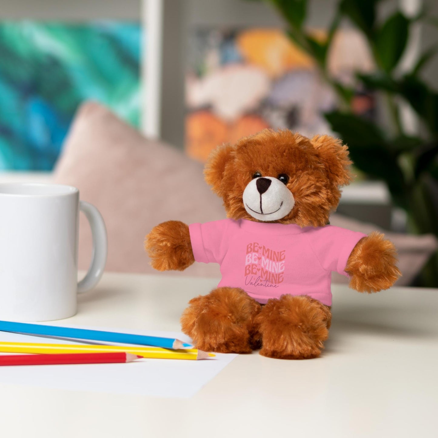 Customizable Stuffed Animals, Perfect Gift for Valentine's Day, Cute Bear with Tee, Plush Toy for Kids, Loveable Keepsake