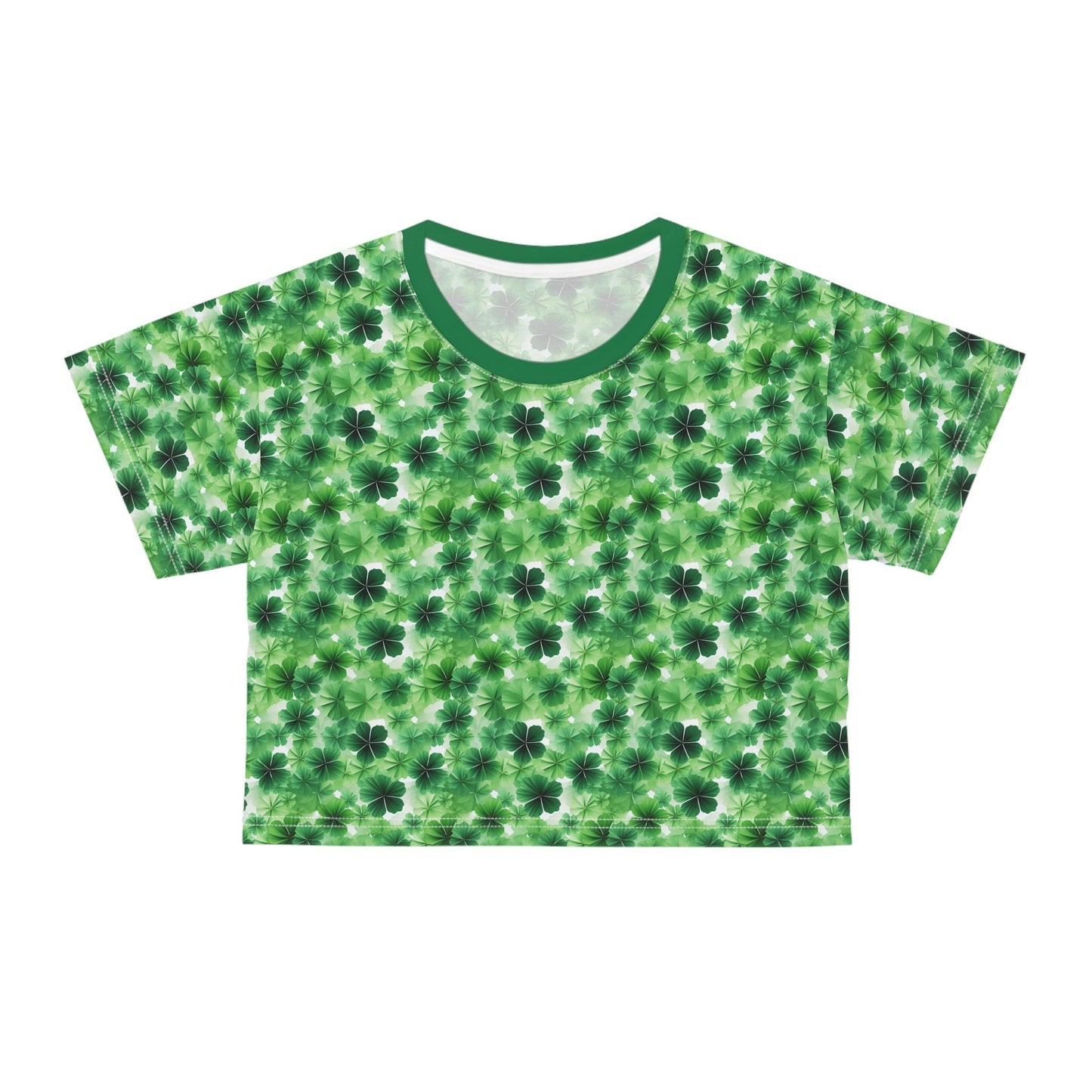 Lucky Clover Crop Tee - St. Patrick's Day Top, Casual Tee, Summer Style, Festive Clothing, Lucky Charm Shirt, Green Floral Print