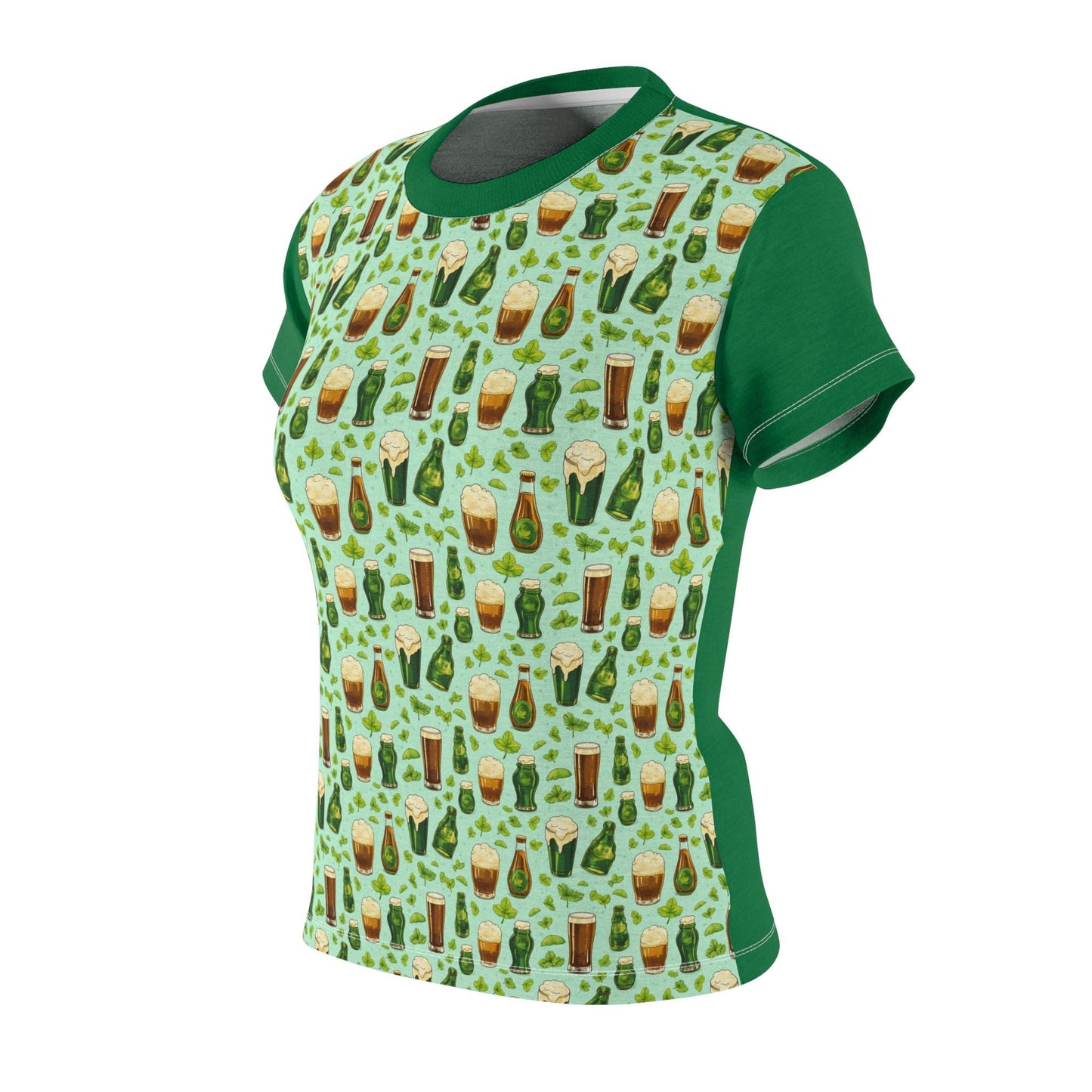 St. Patrick's Day Women's Cut & Sew Tee, Festive Green Beer Shirt, Cute Drinking Tee, Pub Party Top, Casual Fun Wear