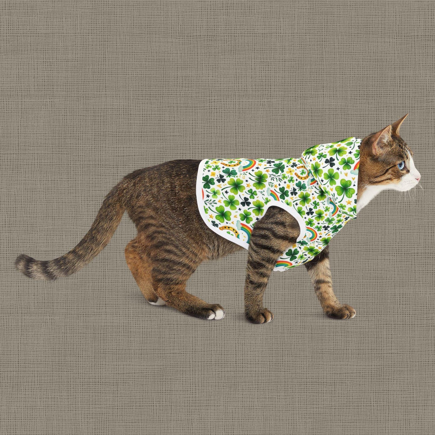 Rainbow Shamrock Pet Hoodie for Dogs, Lucky Dog Apparel, St. Patrick's Day Outfit, Cute Pet Clothing, Spring Pet Fashion