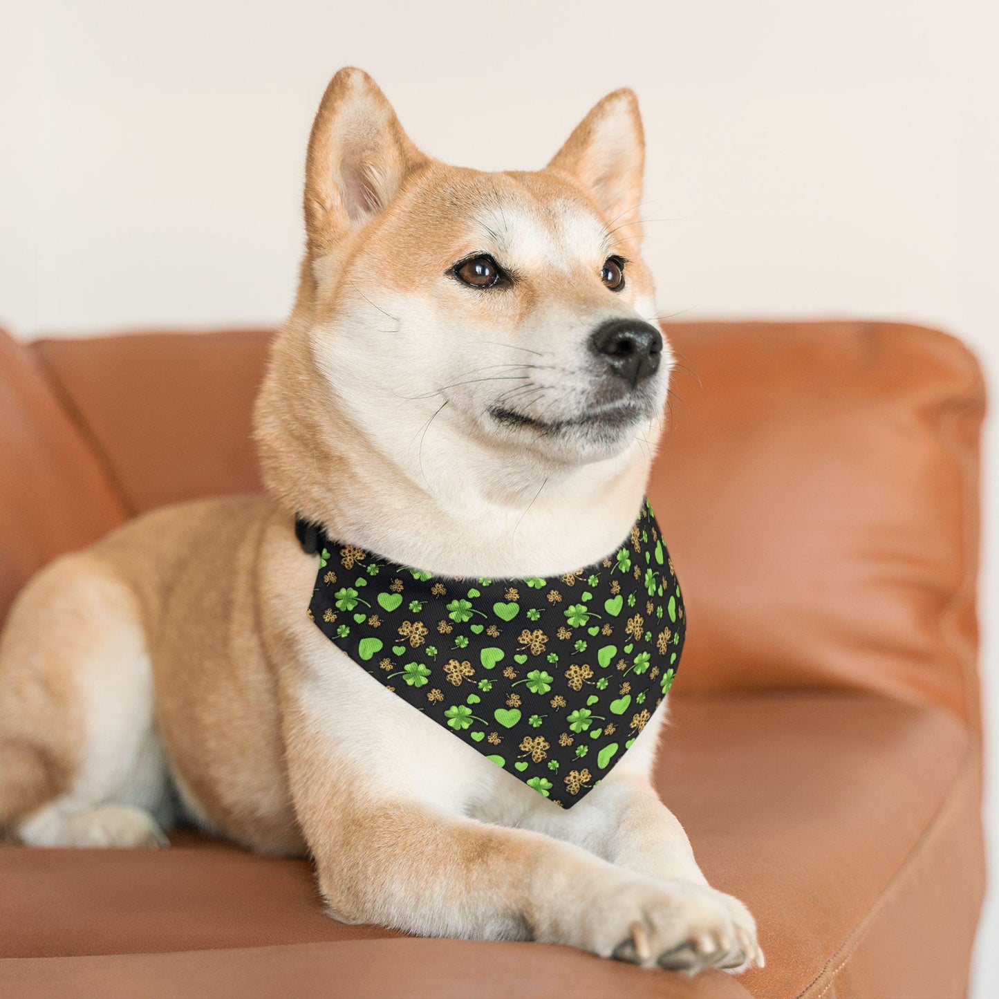 St. Patrick's Day Pet Bandana Collar - Lucky Clover Design, Dog Bandana, Holiday Accessory, Pet Gift, Shamrock Collar
