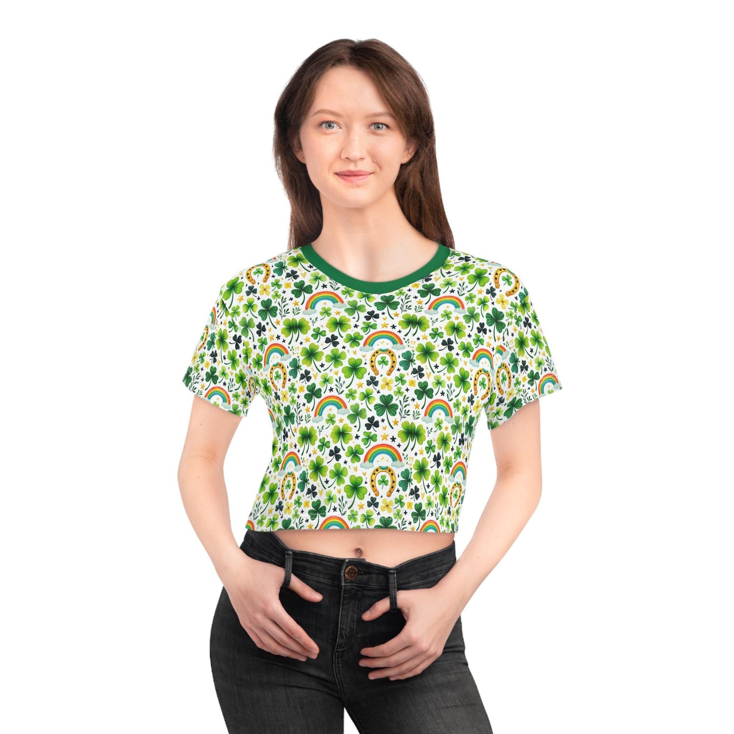 St. Patrick's Day Crop Tee, Irish Pride Shirt, Shamrock Top, Rainbow Apparel, Festival Wear, Casual Spring T-Shirt