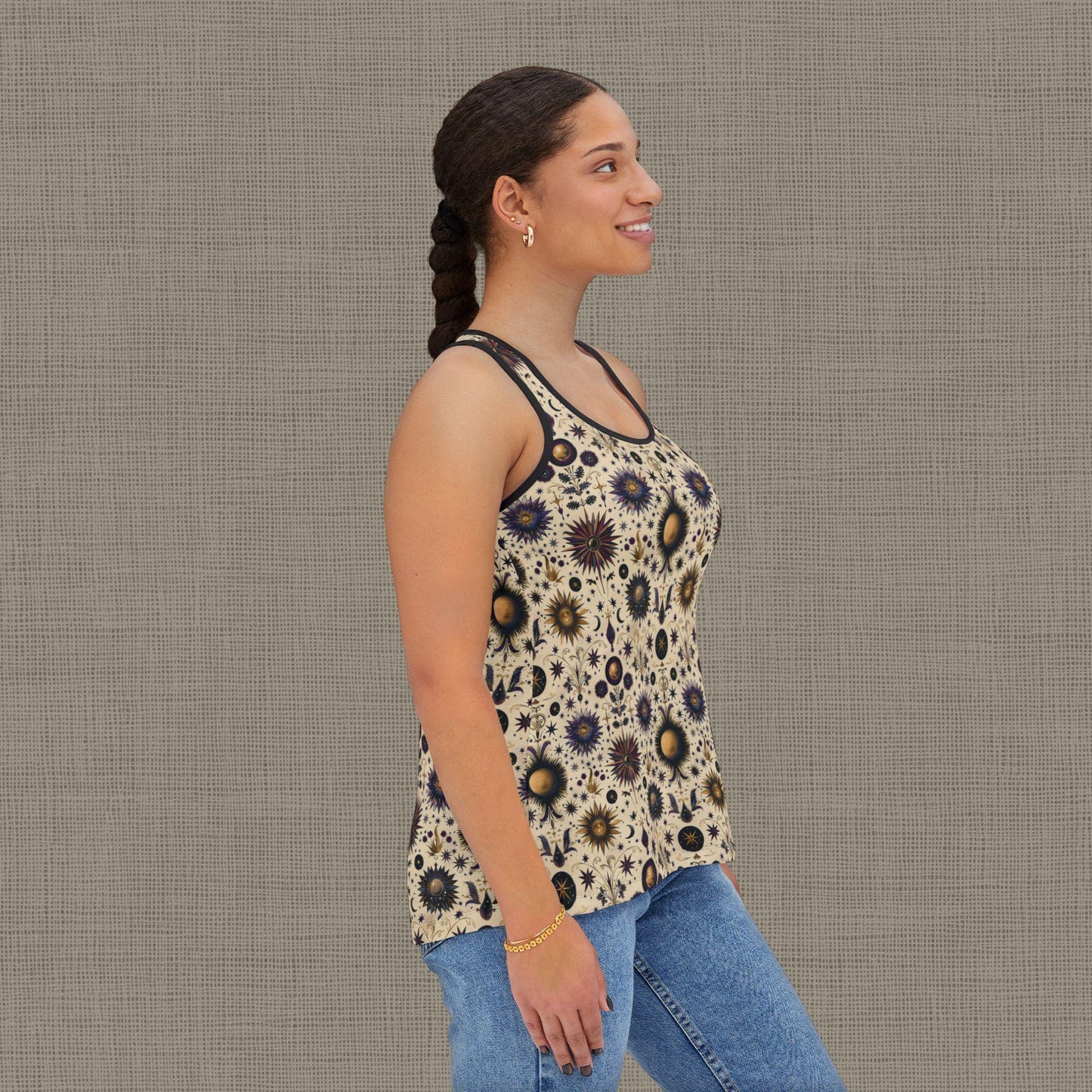 Floral Pattern Women's Tank Top, Boho Summer Top, Chic Sleeveless Shirt, Perfect for Festivals, Garden Parties, Vacation
