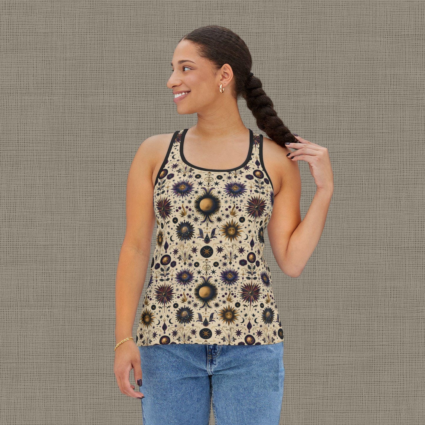 Floral Pattern Women's Tank Top, Boho Summer Top, Chic Sleeveless Shirt, Perfect for Festivals, Garden Parties, Vacation