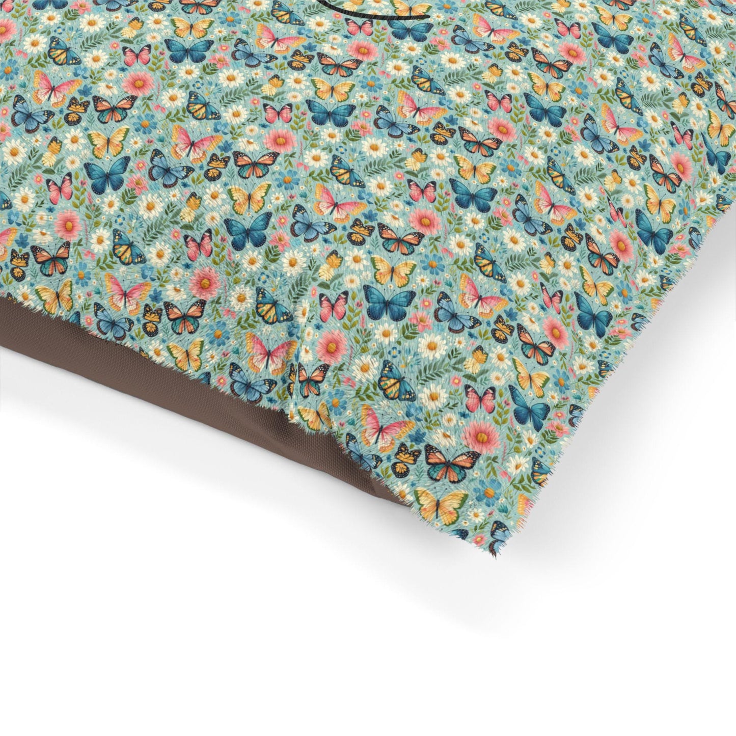 Floral Pet Bed for Dogs & Cats, Personalized Dog Bed with Butterflies, Cozy Pet Cushion, Unique Pet Gift, Home Decor for Pet Lovers