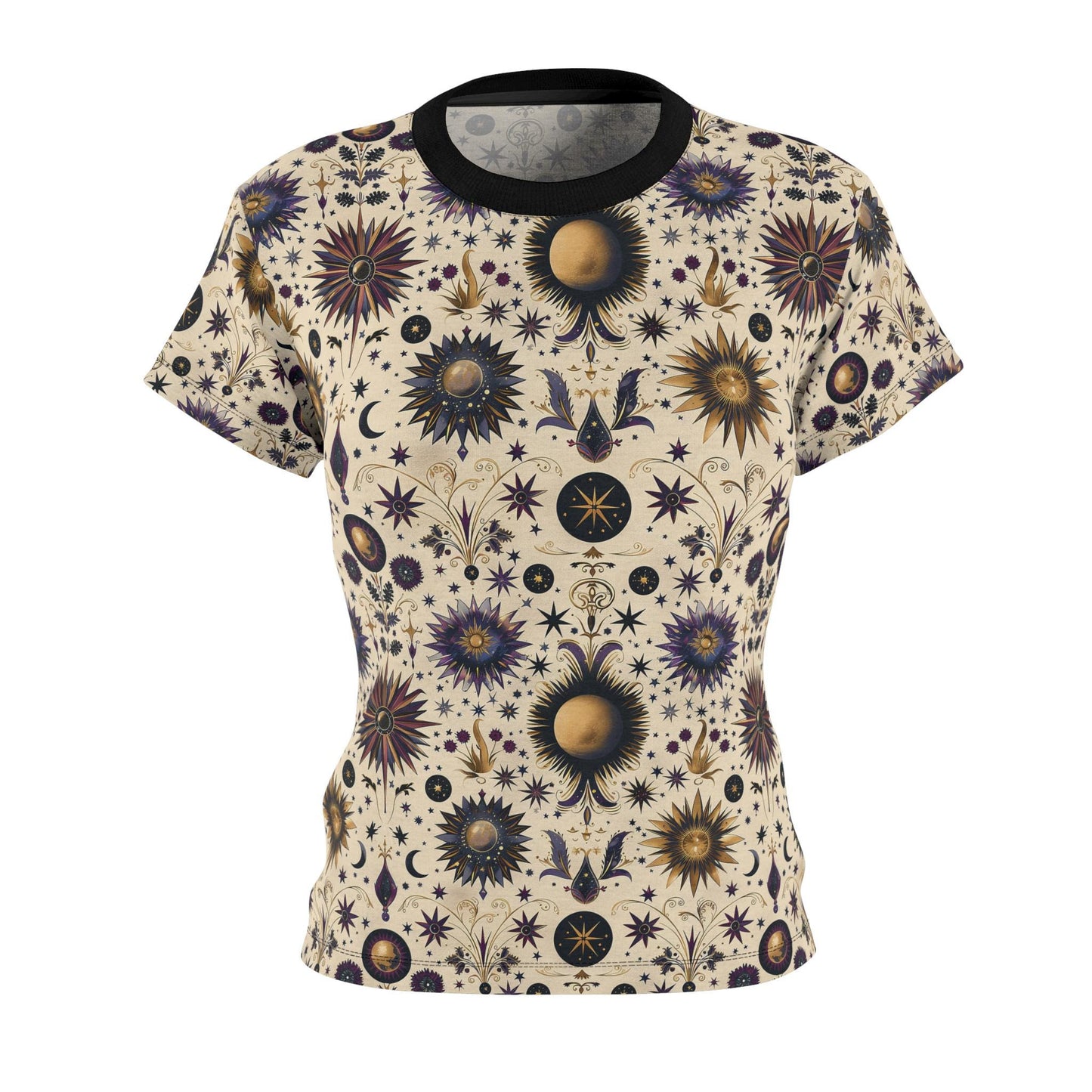 Celestial Floral Women's Tee, Boho Style T-Shirt, Festival Wear, Astrology Tee, Unique Graphic Top, Gift for Her