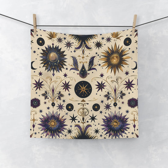 Celestial Face Towel - Spa Day, Bathroom Decor, Astrology Gift, Starry Night Aesthetic, Cosmic Design