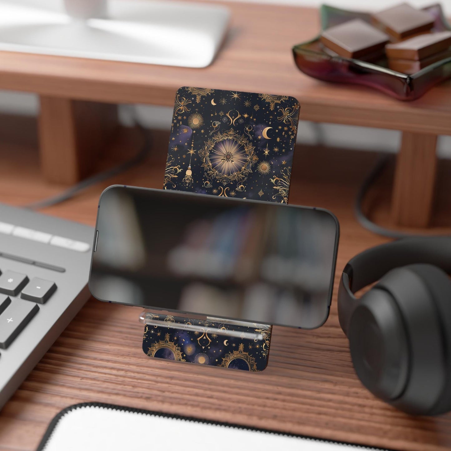 Astrological Phone Stand, Celestial Smartphone Holder, Zodiac Desk Decor, Horoscope Display Stand, Gift for Astronomy Lovers
