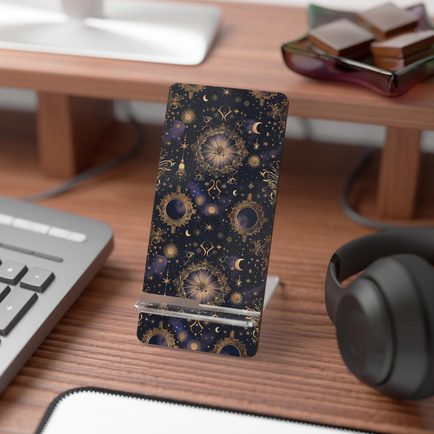 Astrological Phone Stand, Celestial Smartphone Holder, Zodiac Desk Decor, Horoscope Display Stand, Gift for Astronomy Lovers