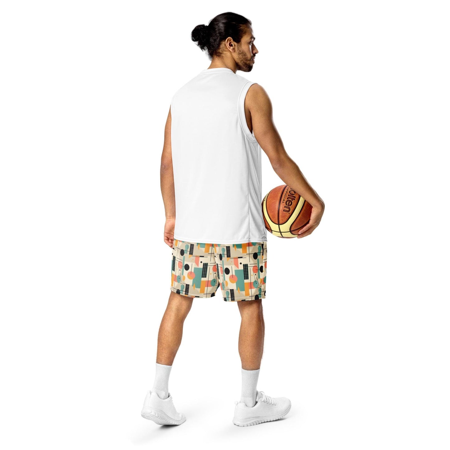 Men's Geometrical Colorful 90's Look Mesh Shorts | Retro Vintage Style | Bold Breathable | Perfect for Summer & Casual Wear