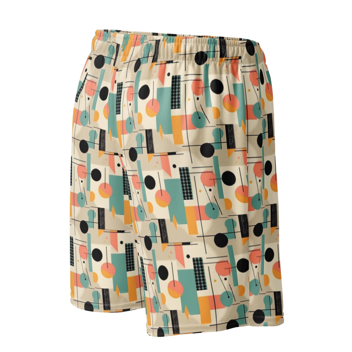 Men's Geometrical Colorful 90's Look Mesh Shorts | Retro Vintage Style | Bold Breathable | Perfect for Summer & Casual Wear