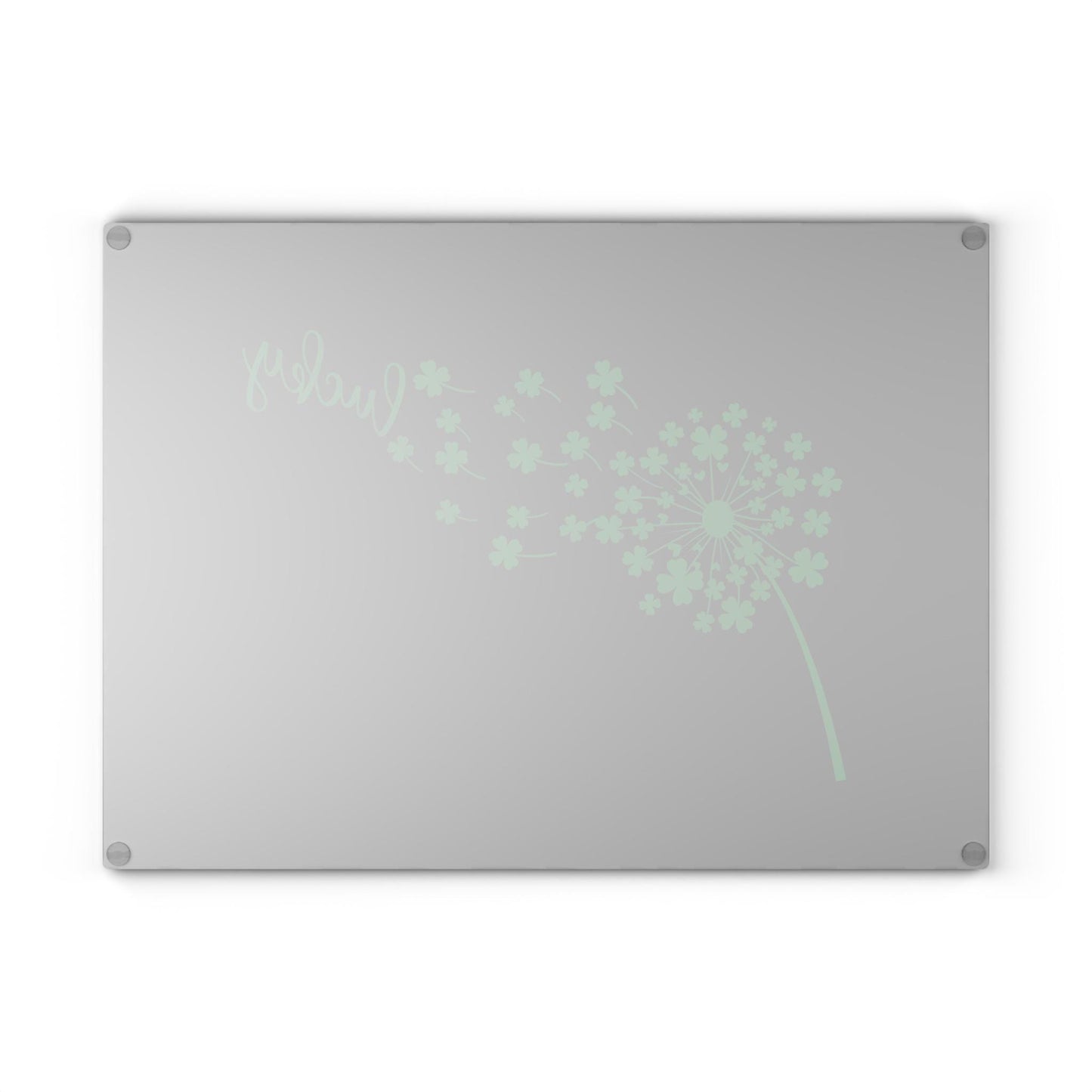 Lucky Dandelion Glass Cutting Board, Kitchen Decor, Gift for Chef, St. Patrick's Day, Home Cooking, Unique Kitchen Gift
