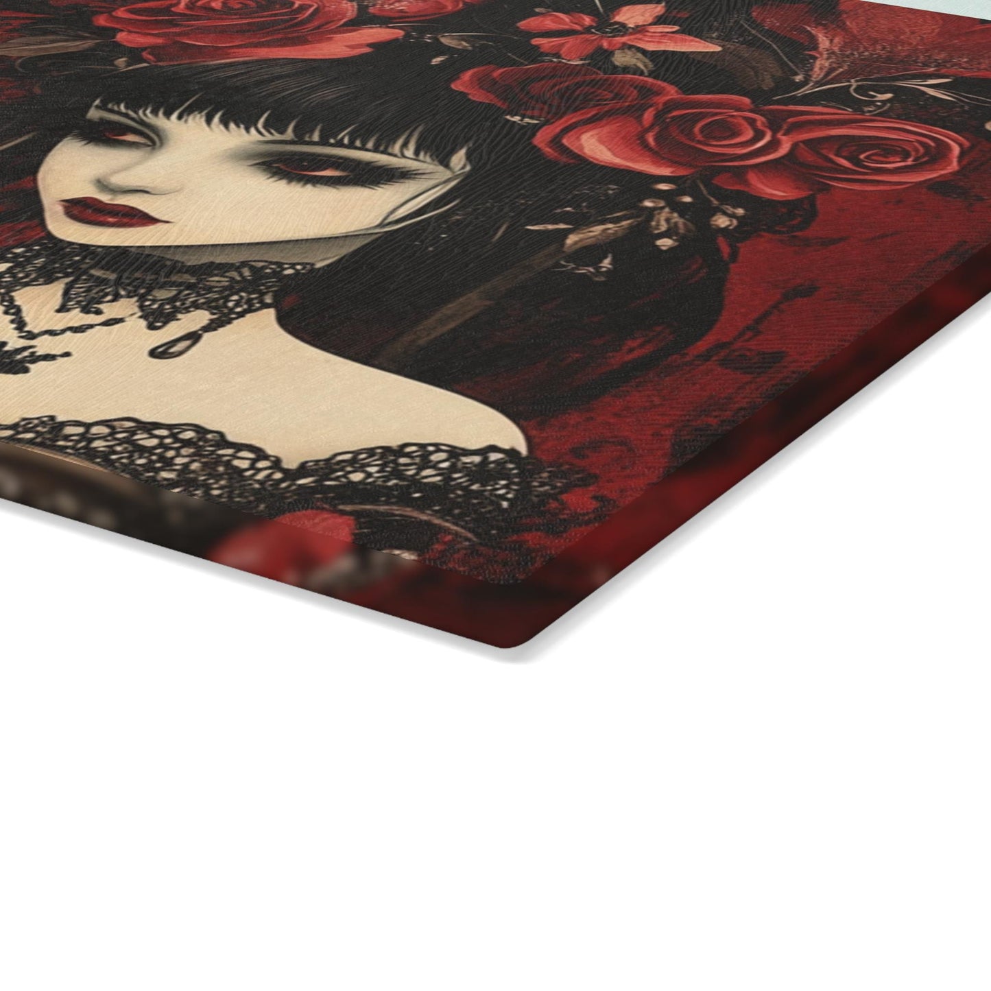 Gothic Art Glass Cutting Board | Darkly Elegant Kitchen Decor, Halloween Gift, Unique Gift for Her, Home Cooking Accessory