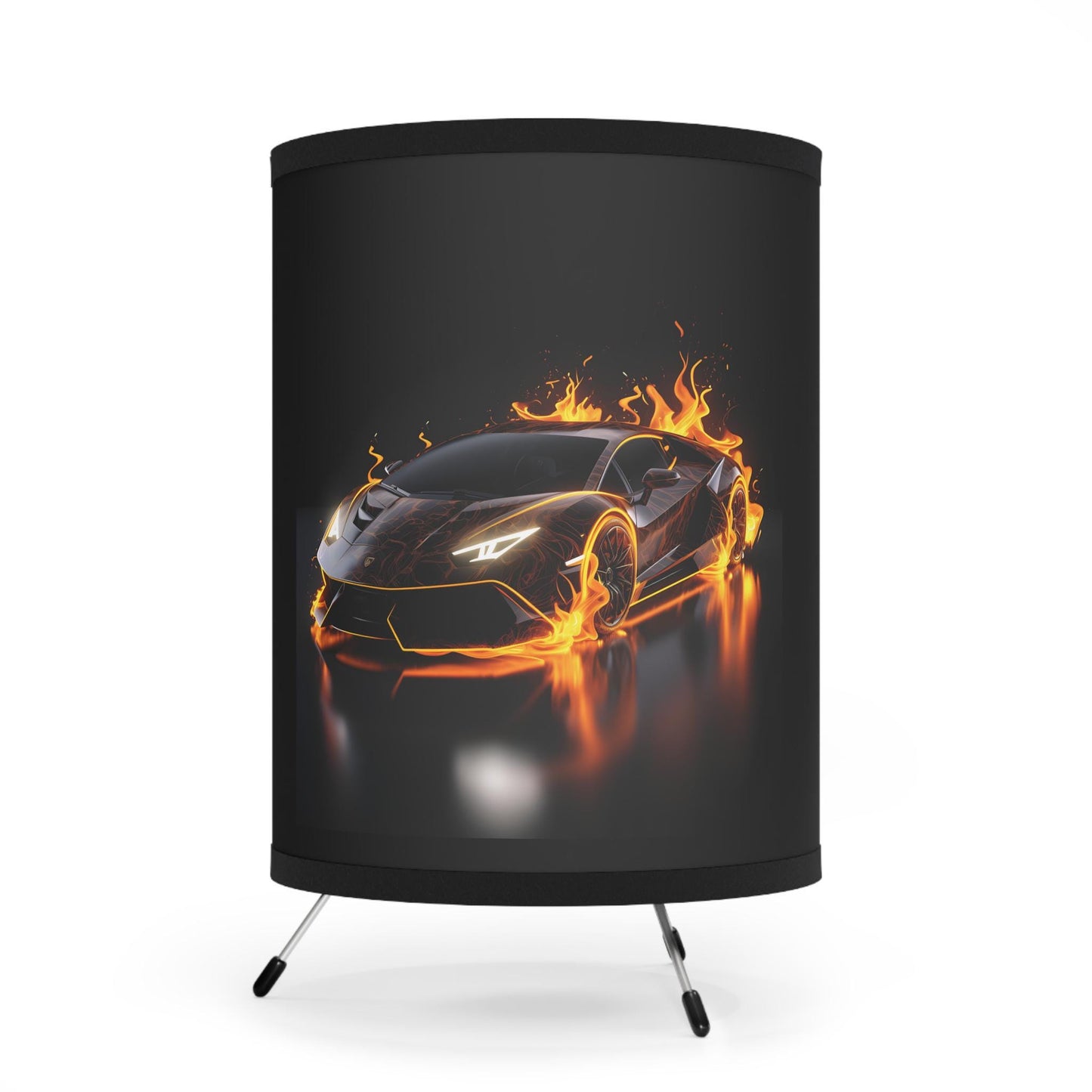 Racing-Themed Tripod Lamp with High-Res Printed Shade, Perfect for Car Lovers, Sports Room Decor, Gift for Him, Unique Lighting, Auto