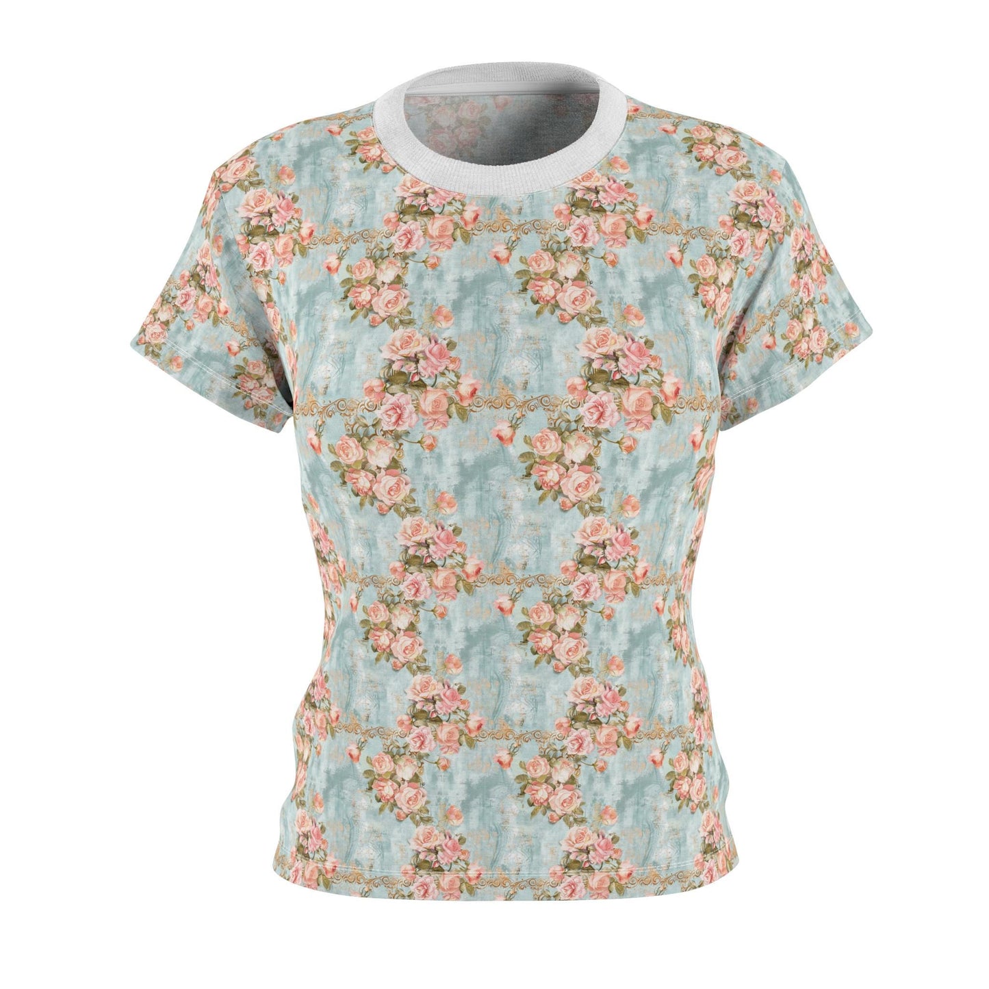 Floral Print Women's Cut & Sew Tee, Casual Summer Shirt, Vintage Style Top, Gift for Her, Perfect for Spring Fests