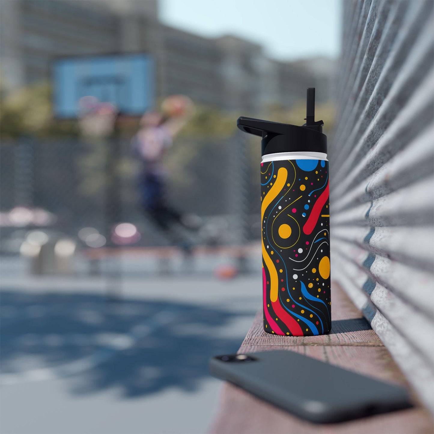 Colorful Abstract Stainless Steel Water Bottle - Outdoor Adventures, Stylish Travel Mug, Fitness Water Jug, Eco-friendly Gift, Vibrant