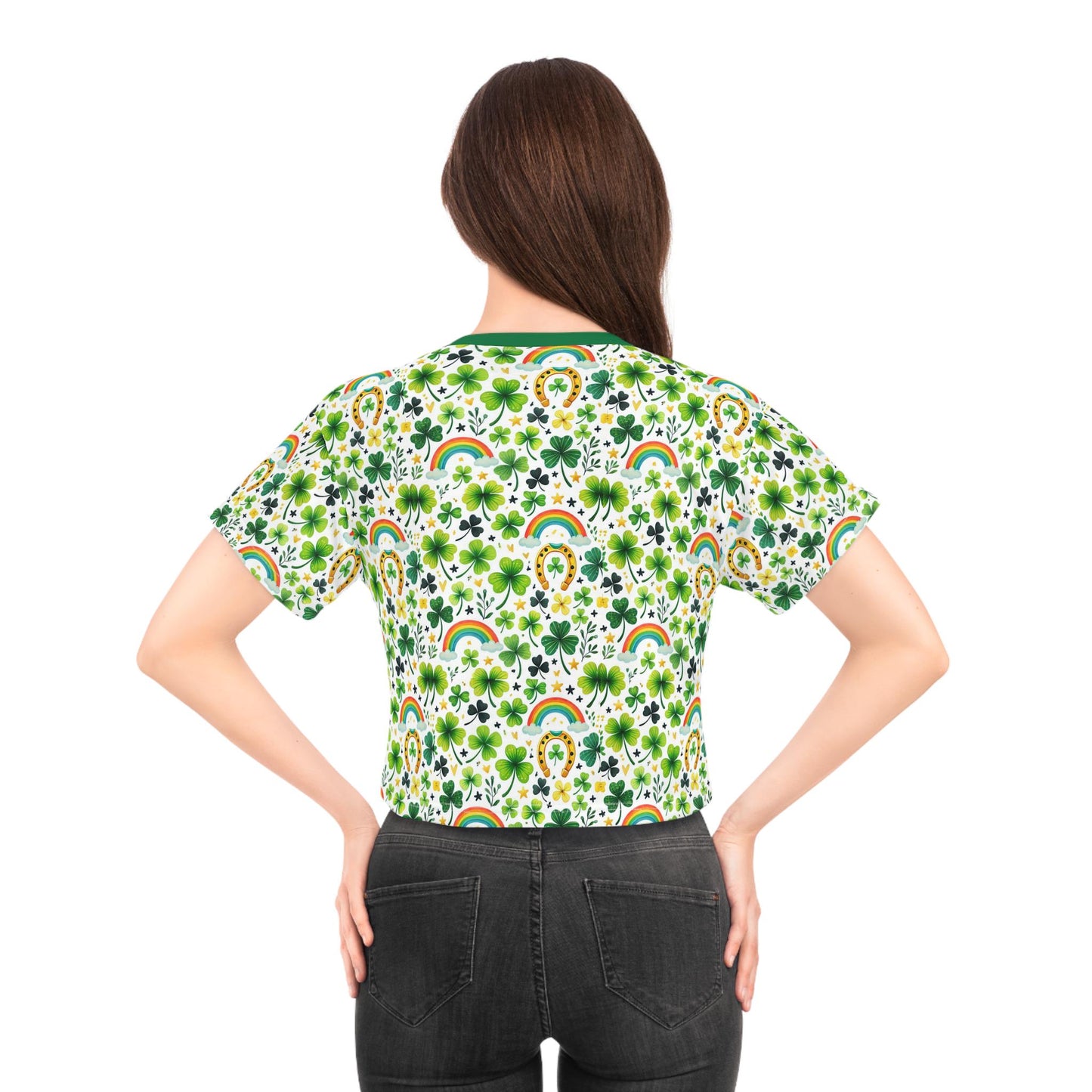 St. Patrick's Day Crop Tee, Irish Pride Shirt, Shamrock Top, Rainbow Apparel, Festival Wear, Casual Spring T-Shirt
