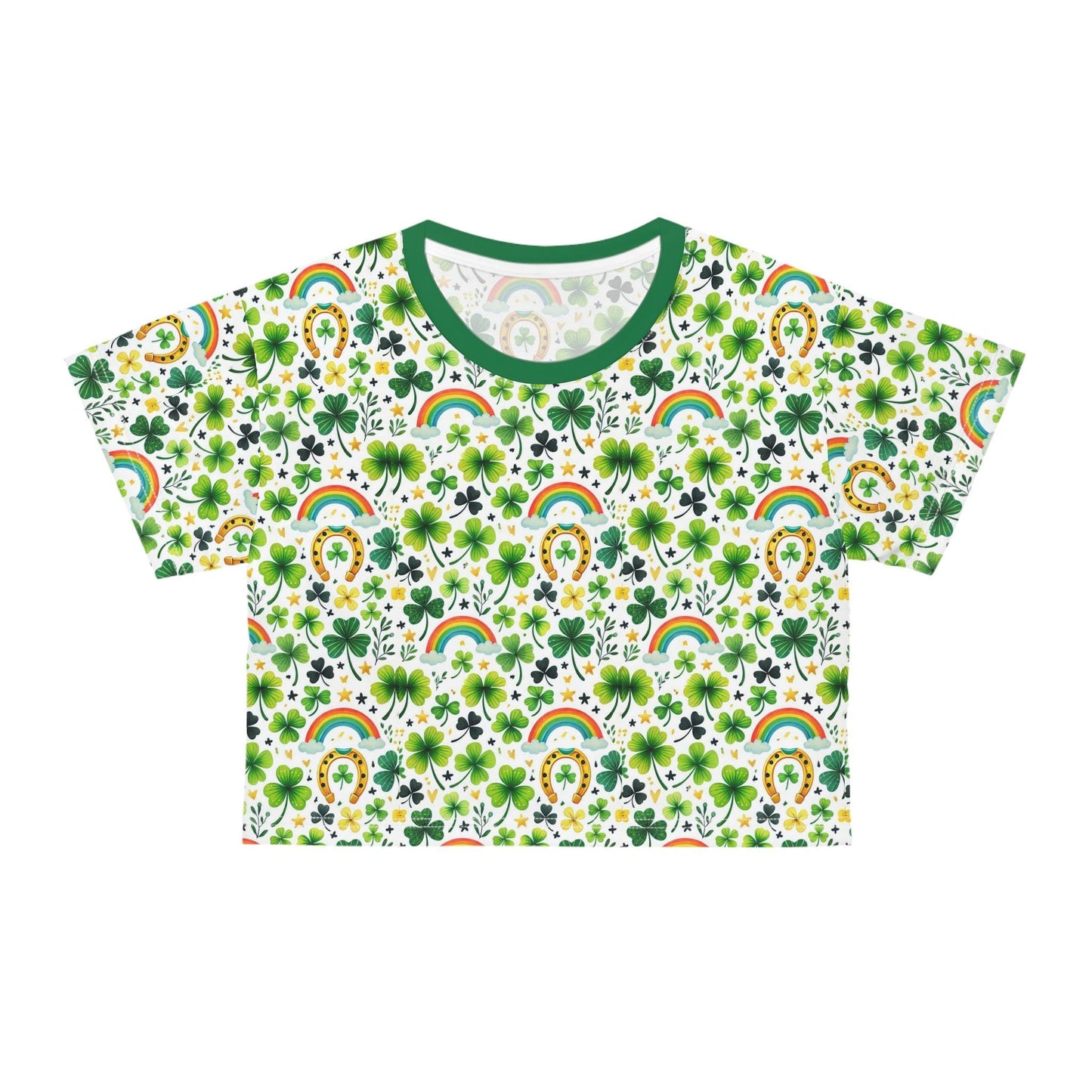 St. Patrick's Day Crop Tee, Irish Pride Shirt, Shamrock Top, Rainbow Apparel, Festival Wear, Casual Spring T-Shirt