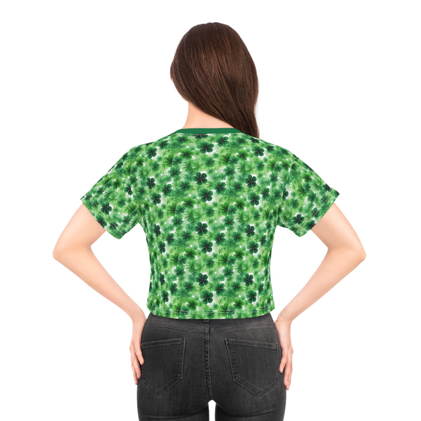 Lucky Clover Crop Tee - St. Patrick's Day Top, Casual Tee, Summer Style, Festive Clothing, Lucky Charm Shirt, Green Floral Print