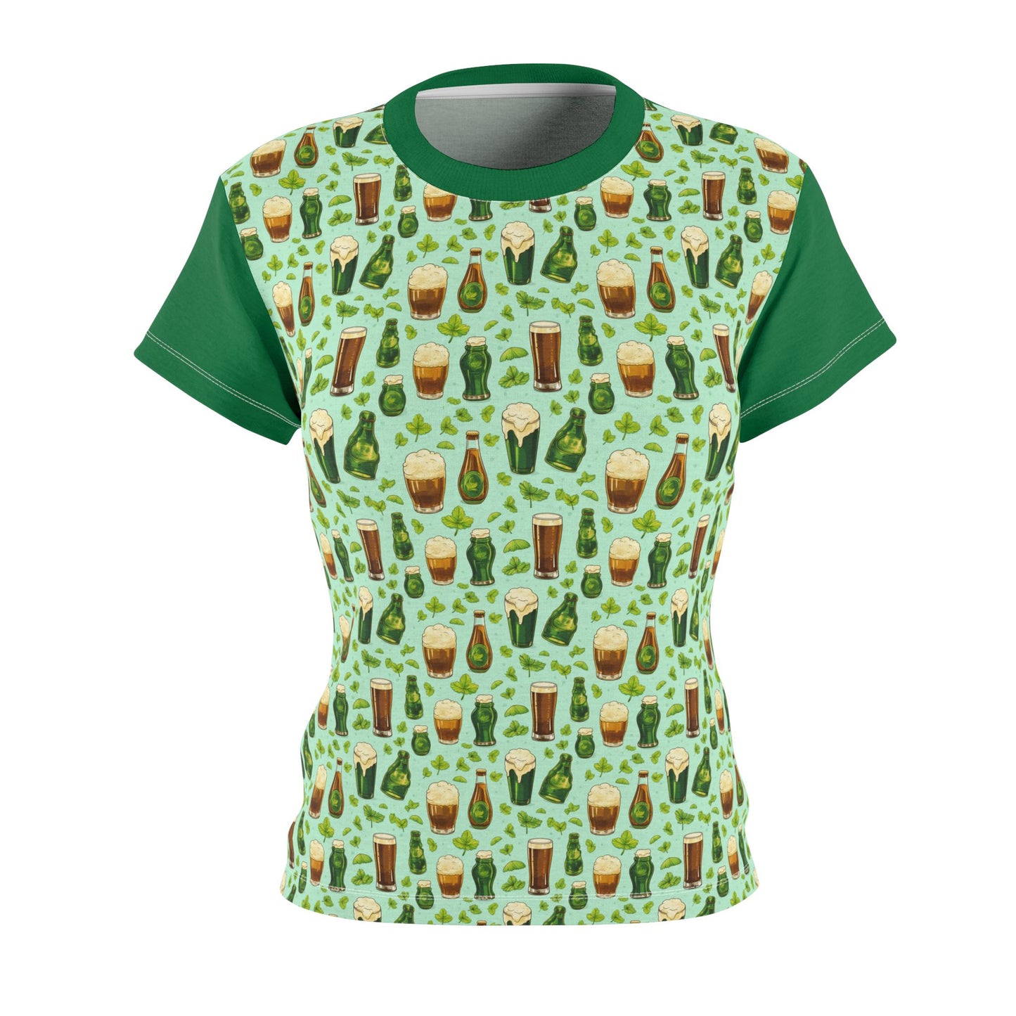 St. Patrick's Day Women's Cut & Sew Tee, Festive Green Beer Shirt, Cute Drinking Tee, Pub Party Top, Casual Fun Wear