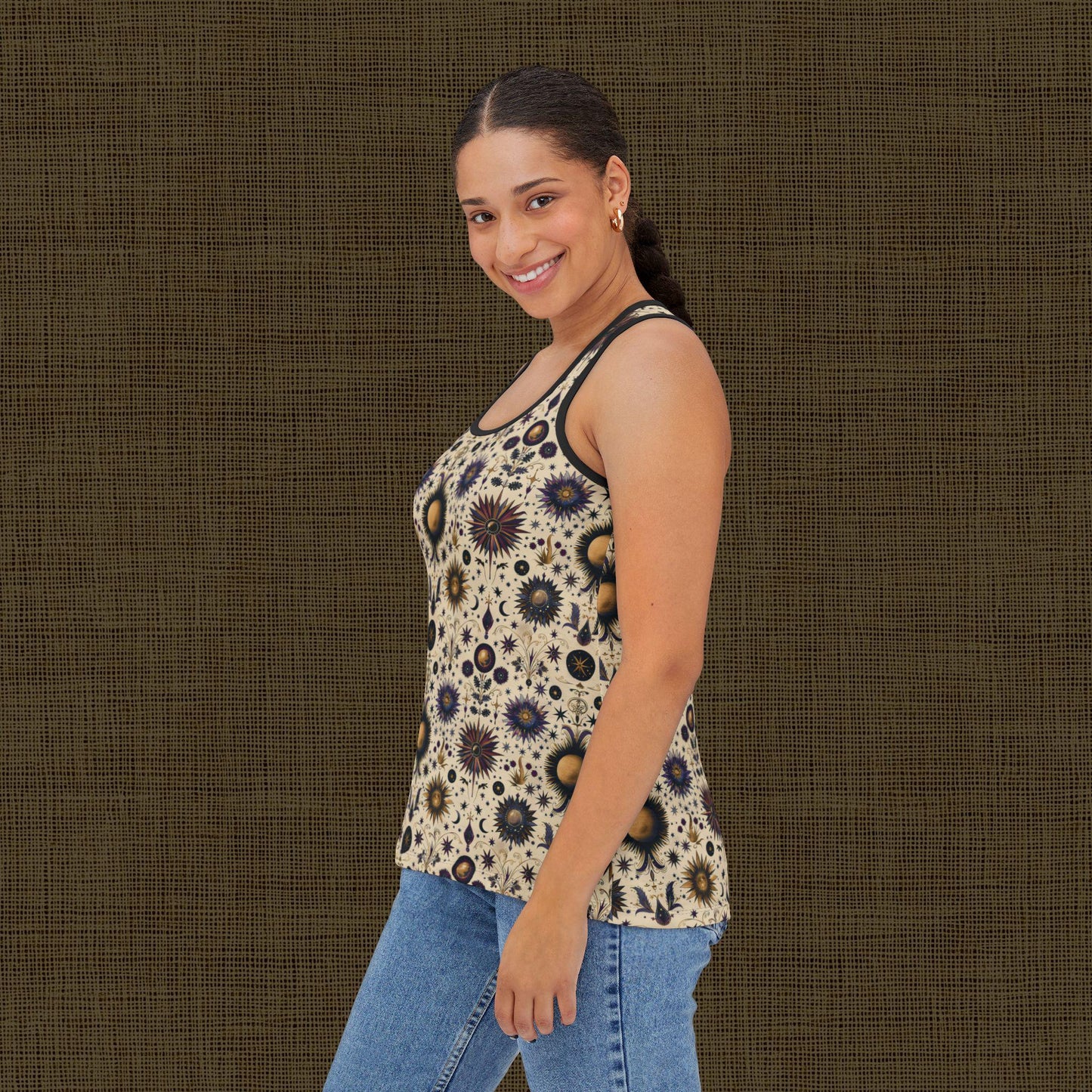 Floral Pattern Women's Tank Top, Boho Summer Top, Chic Sleeveless Shirt, Perfect for Festivals, Garden Parties, Vacation