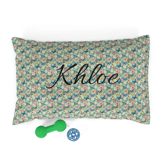Floral Pet Bed for Dogs & Cats, Personalized Dog Bed with Butterflies, Cozy Pet Cushion, Unique Pet Gift, Home Decor for Pet Lovers