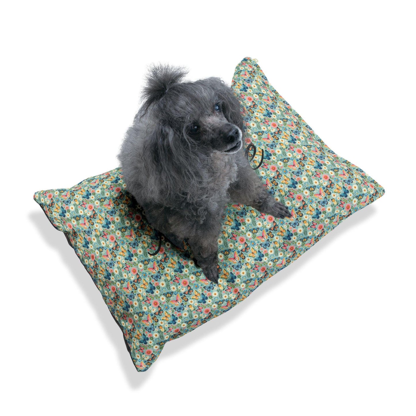 Floral Pet Bed for Dogs & Cats, Personalized Dog Bed with Butterflies, Cozy Pet Cushion, Unique Pet Gift, Home Decor for Pet Lovers