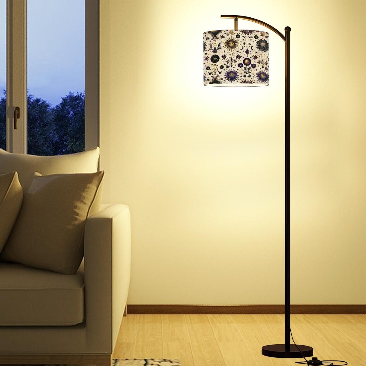 Celestial Sublimation Arc Floor Lamp (Made in USA), Home Decor Stylish all over print Design Tall Living Room Bedroom Den Accent Lighting