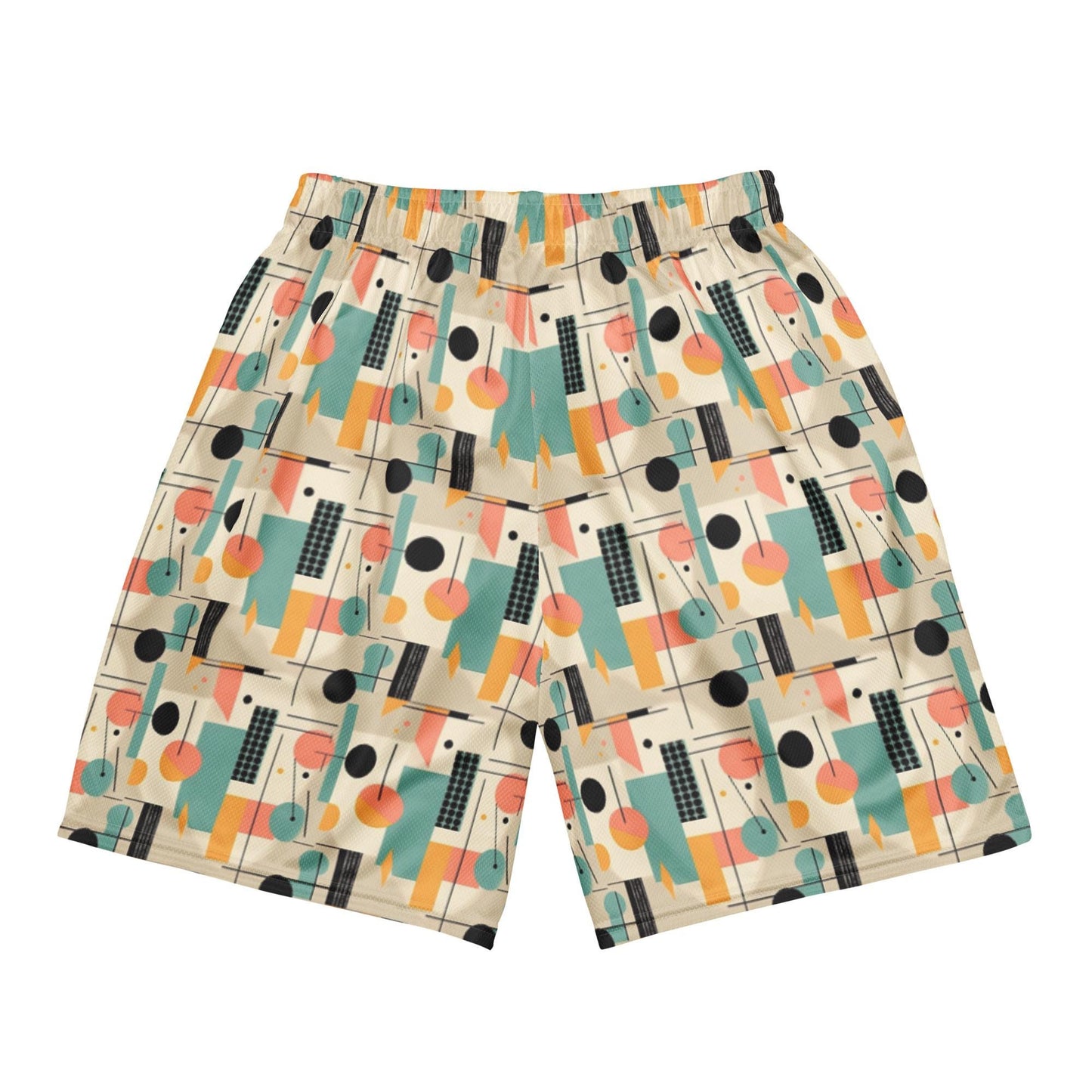 Men's Geometrical Colorful 90's Look Mesh Shorts | Retro Vintage Style | Bold Breathable | Perfect for Summer & Casual Wear