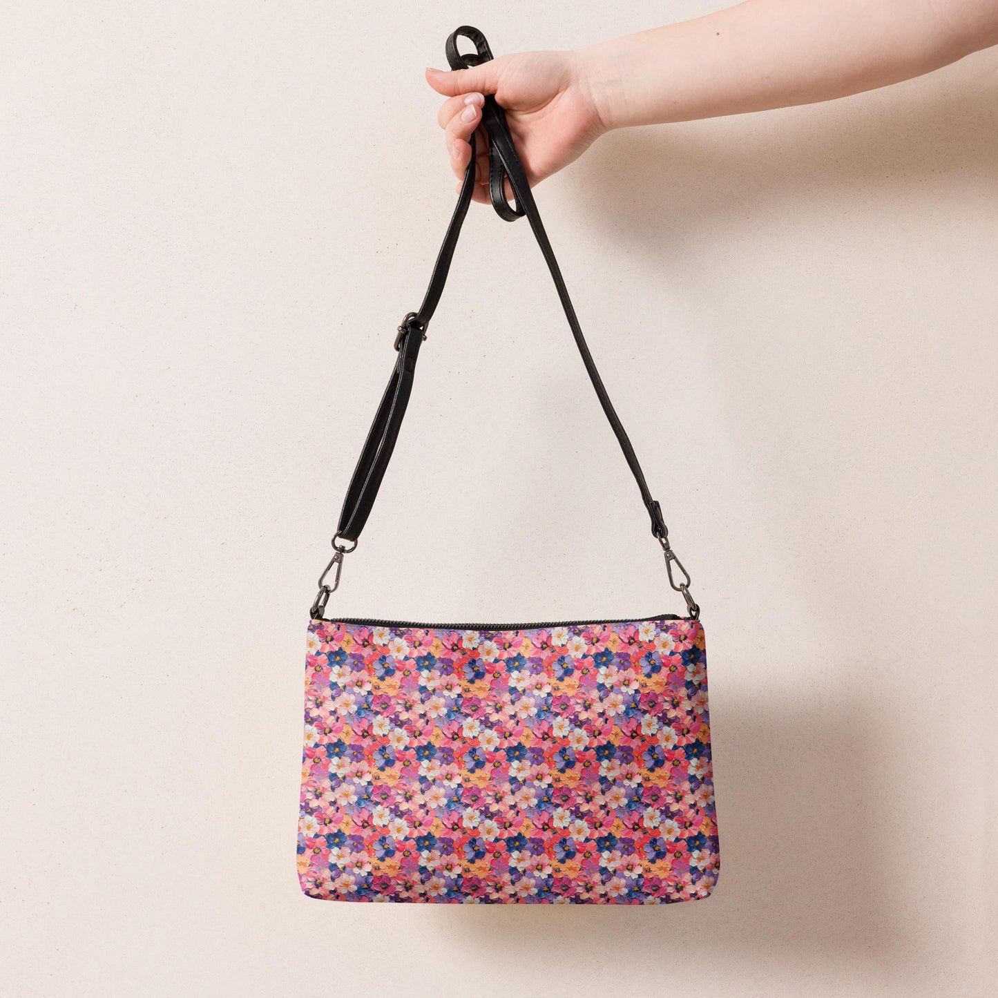 Bright Floral Seamless Pattern Crossbody Bag | Stylish Casual Fashion Bag | Lightweight & Hands-Free | Perfect for Everyday Use